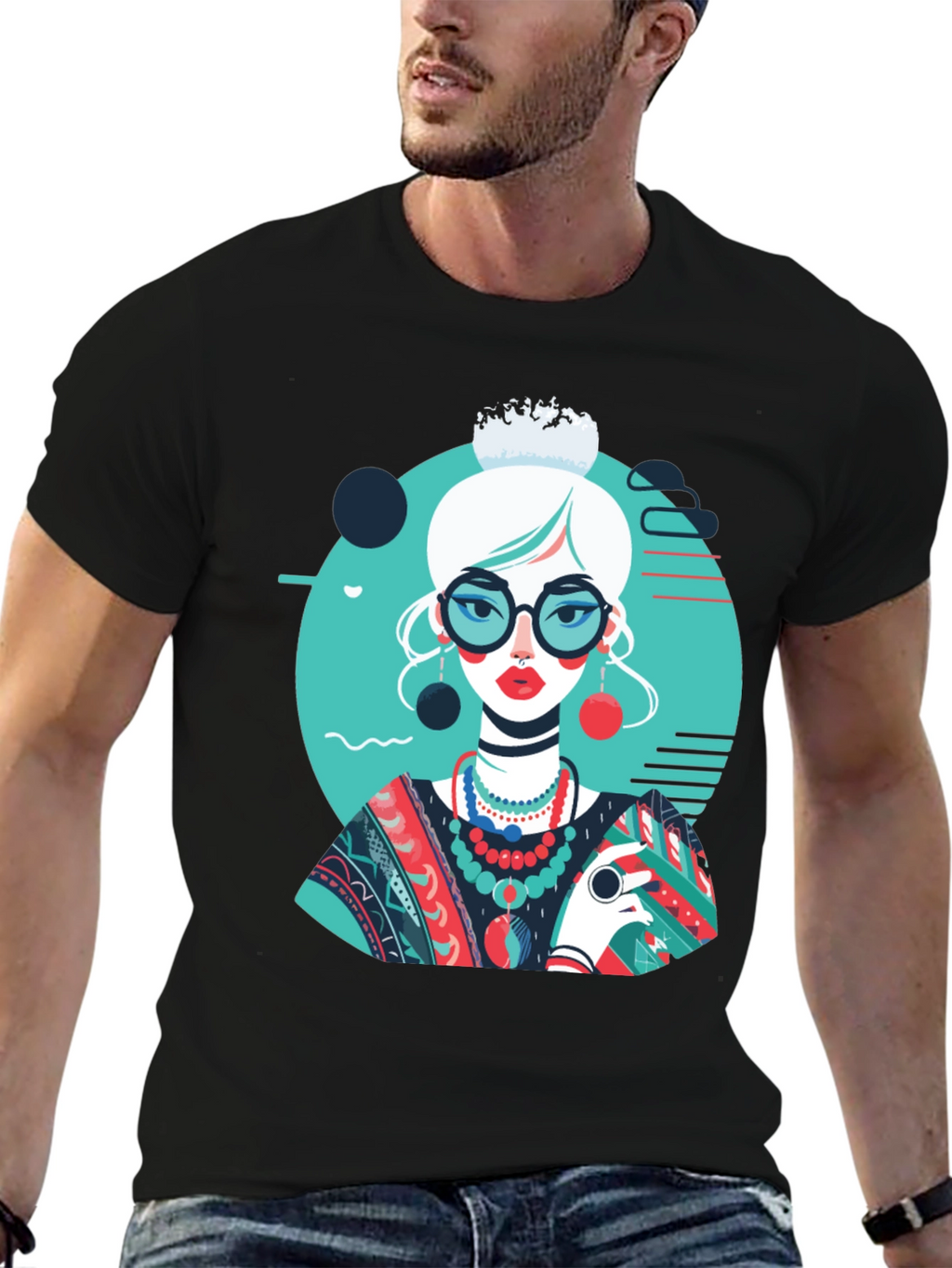 Artsy Woman Graphic T-Shirt - Modern Art Style