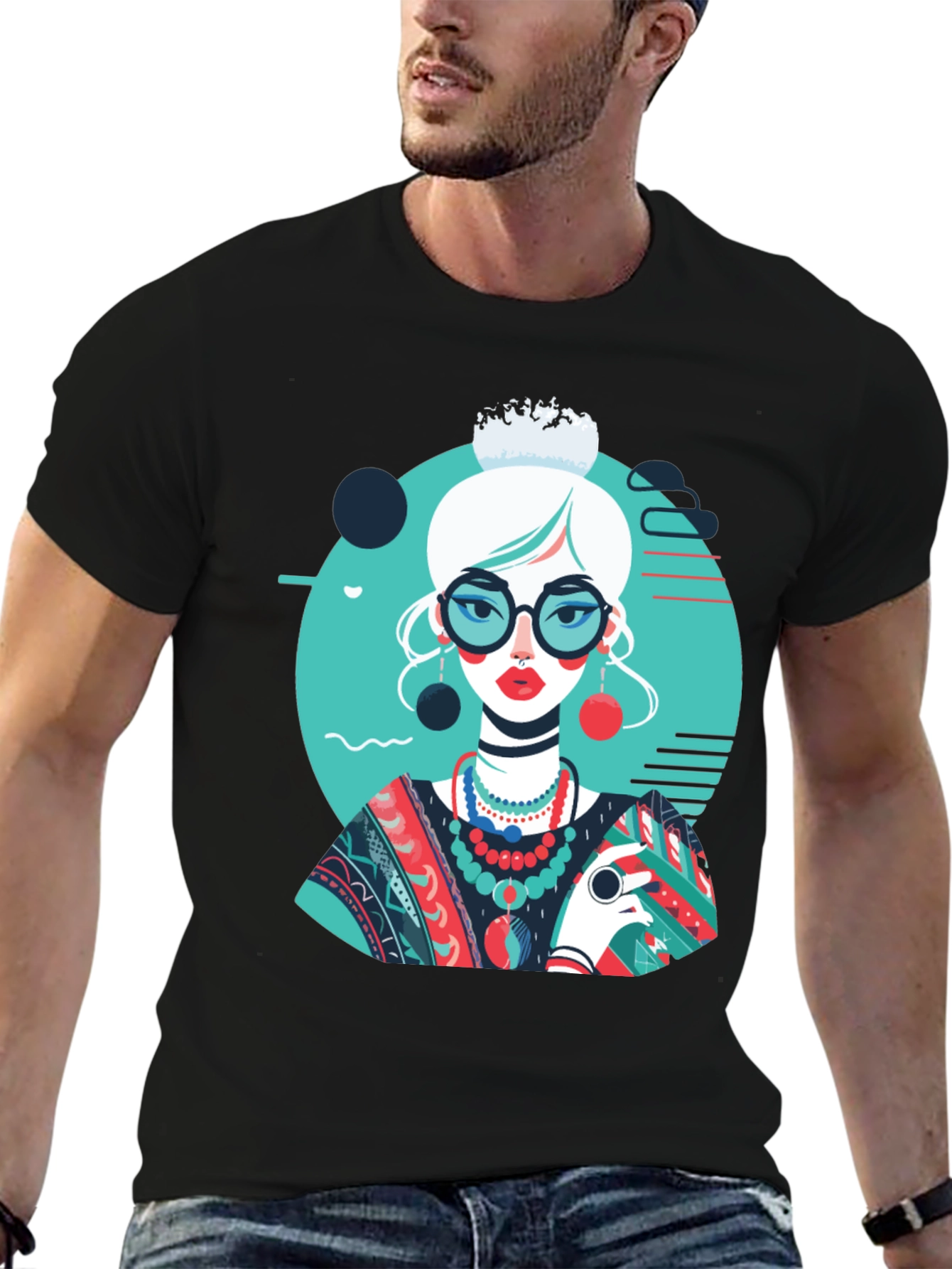 Artsy Woman Graphic T-Shirt - Modern Art Style