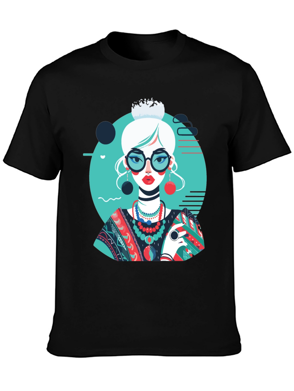 Artsy Woman Graphic T-Shirt - Modern Art Style