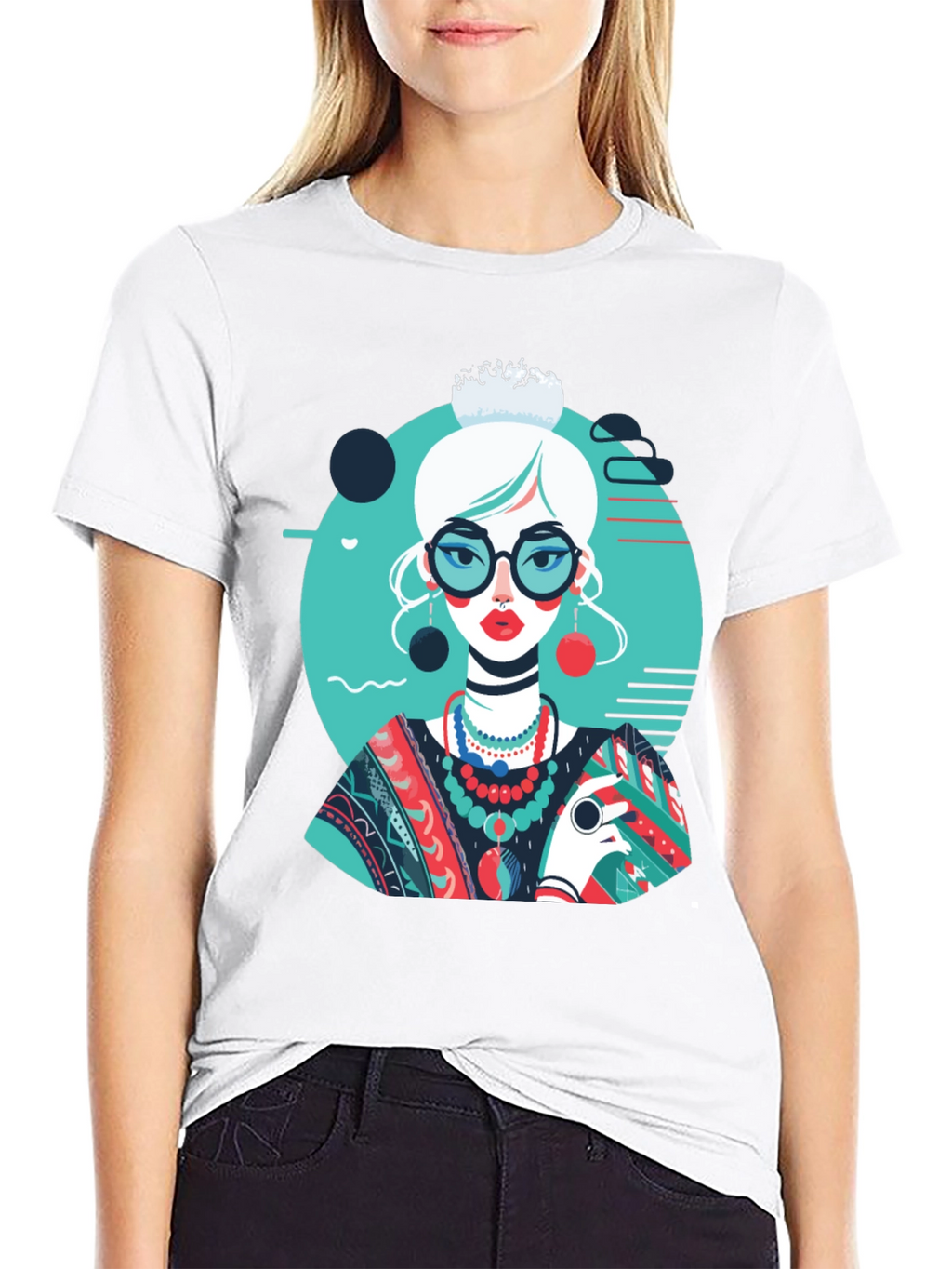 Artsy Woman Graphic T-Shirt - Modern Art Style