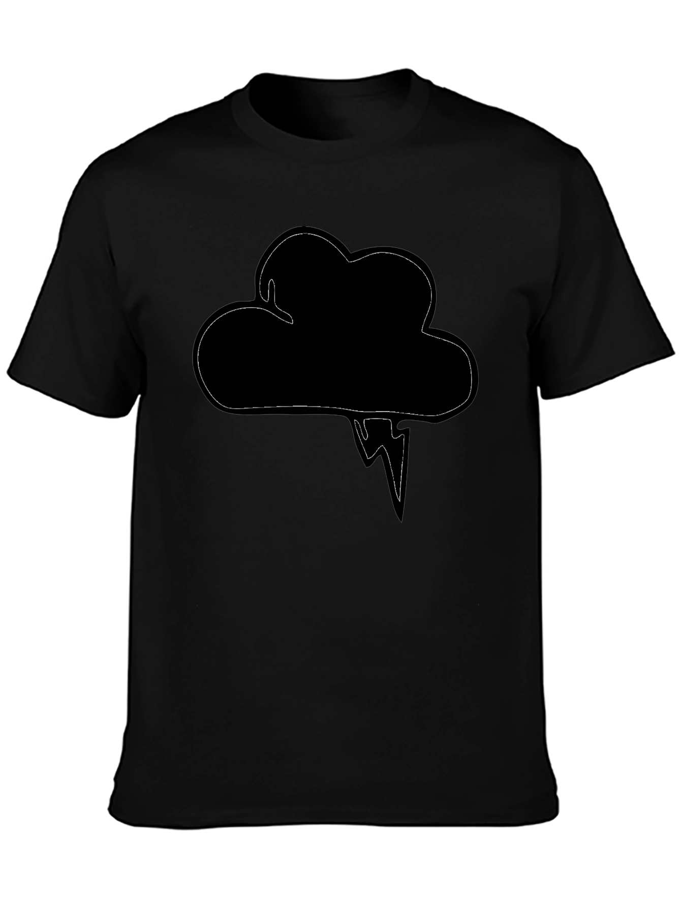 Cloud & Lightning Graphic Black T-Shirt