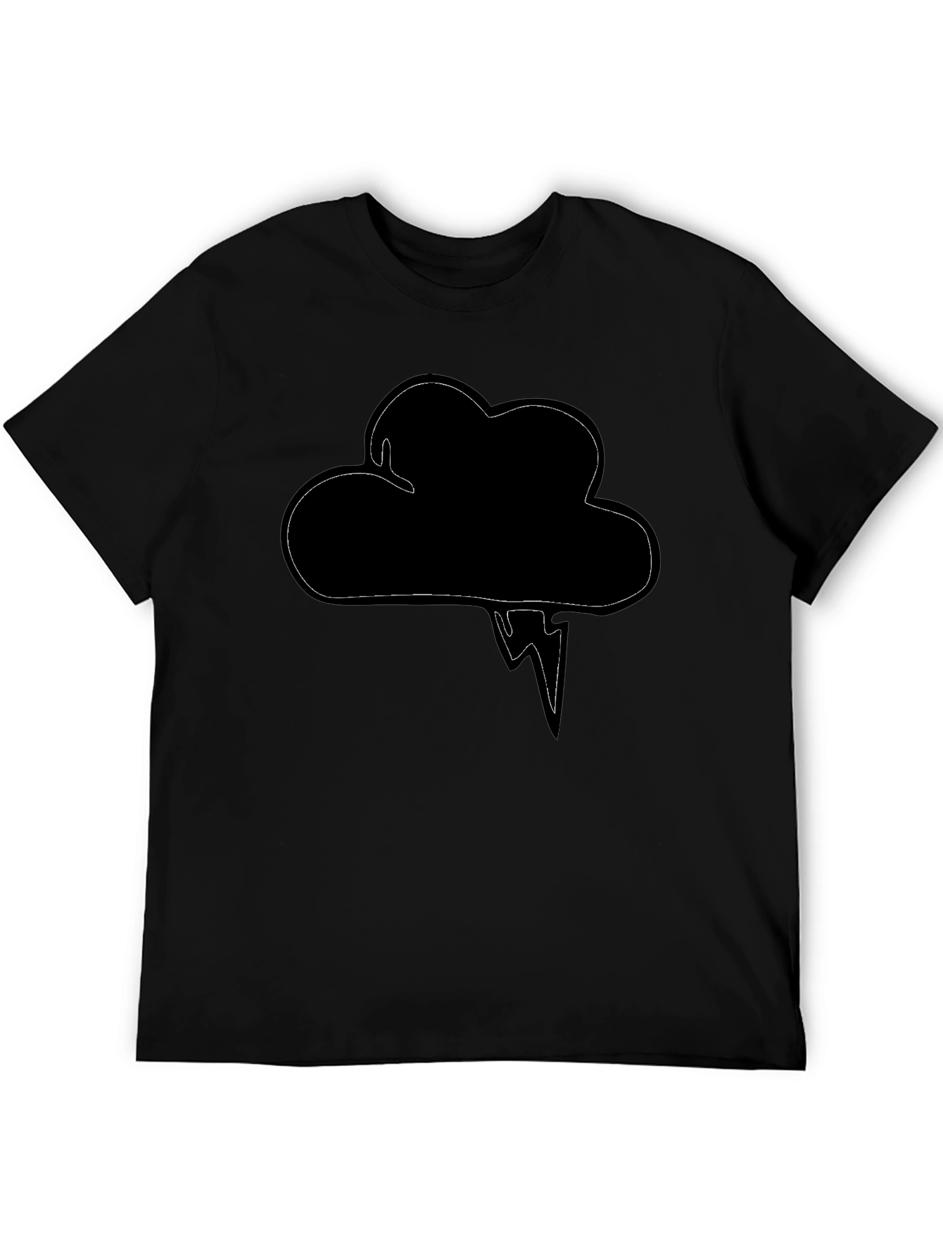 Cloud & Lightning Graphic Black T-Shirt