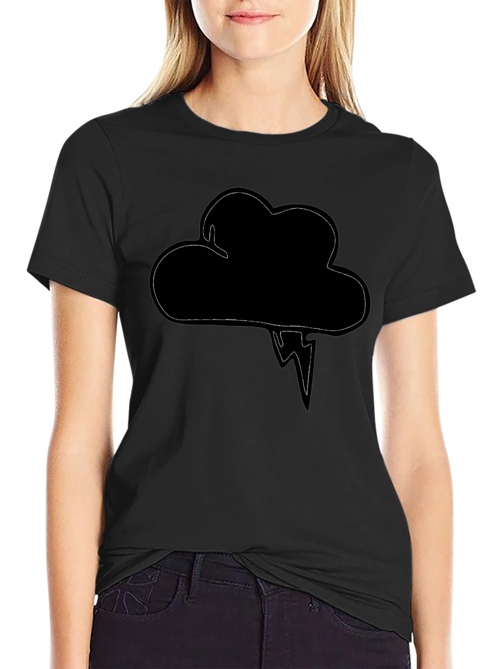 Cloud & Lightning Graphic Black T-Shirt