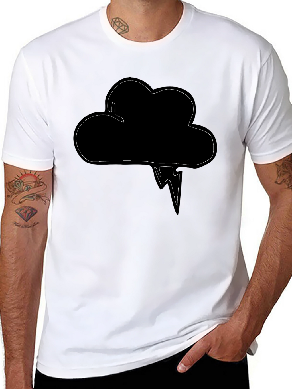 Cloud & Lightning Graphic Black T-Shirt