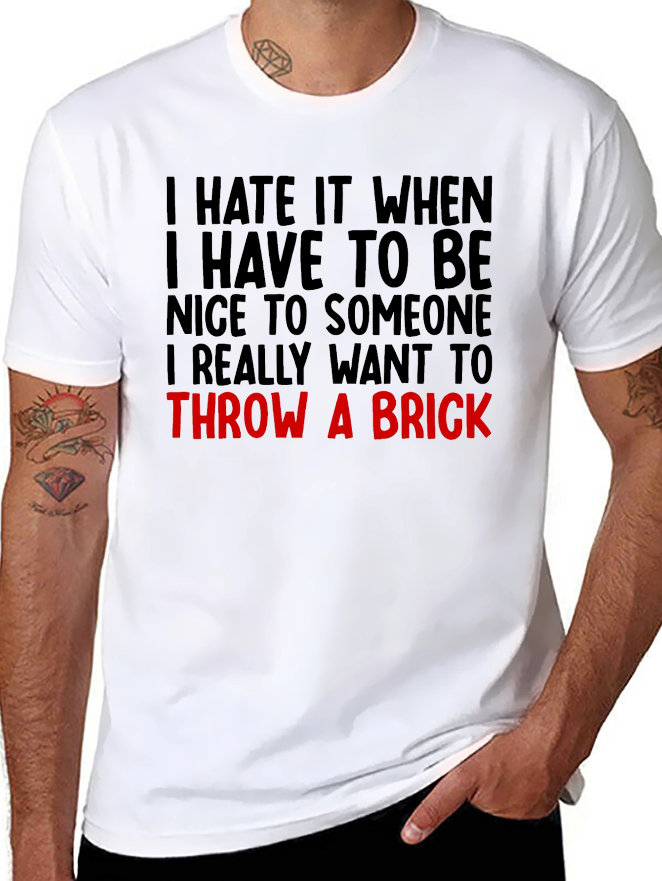 Funny Graphic Tee: Throw a Brick Sarcastic T-Shirt