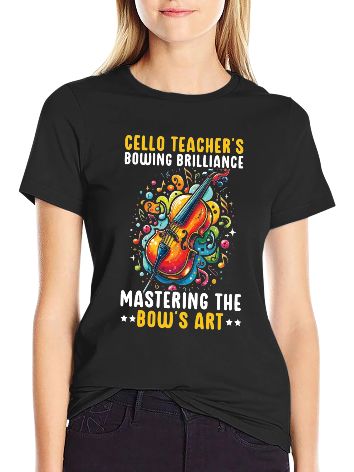 Cello Teacher Bowing Brilliance Graphic Tee