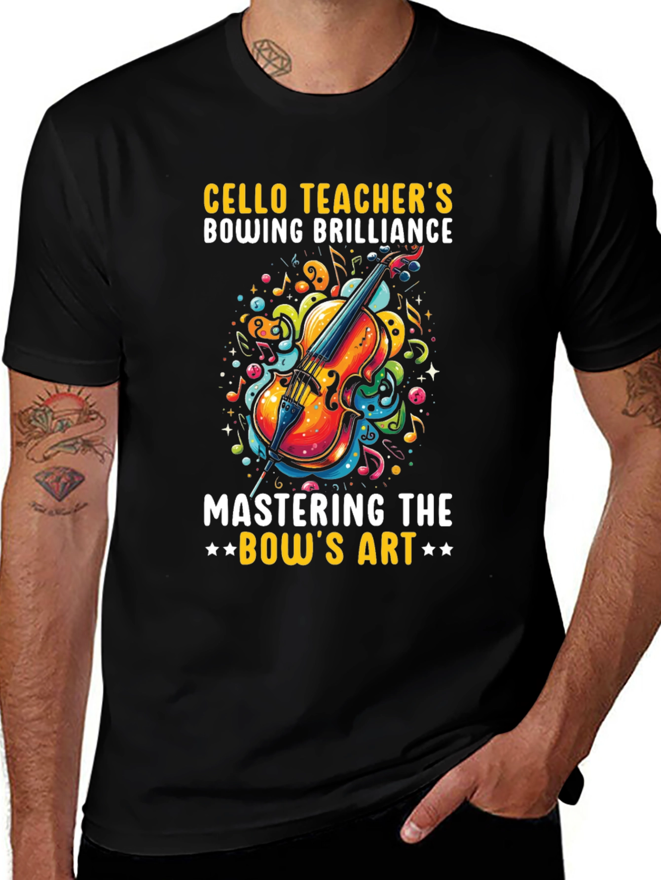 Cello Teacher Bowing Brilliance Graphic Tee