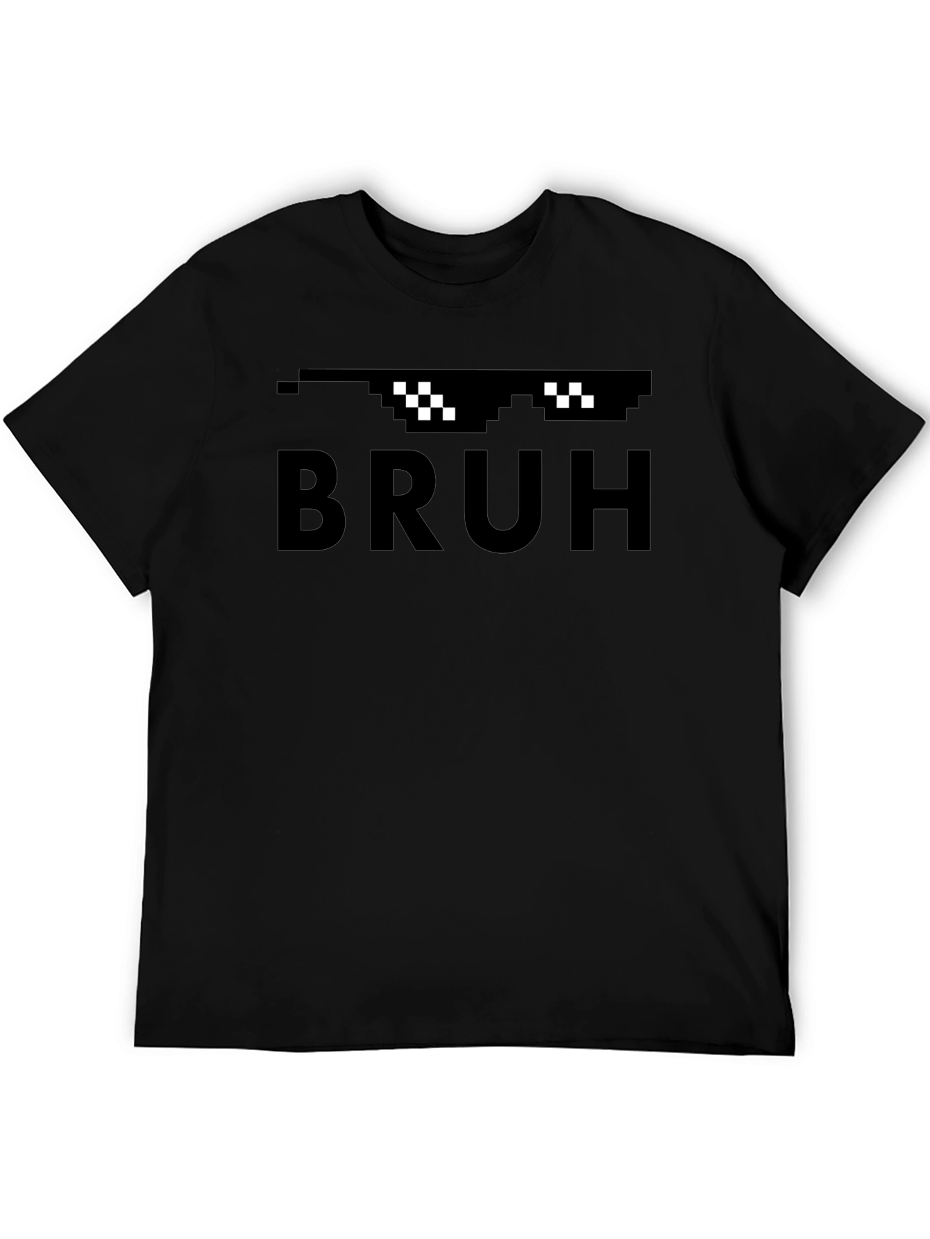 BRUH Pixel Sunglasses Black T-Shirt Funny Meme Tee