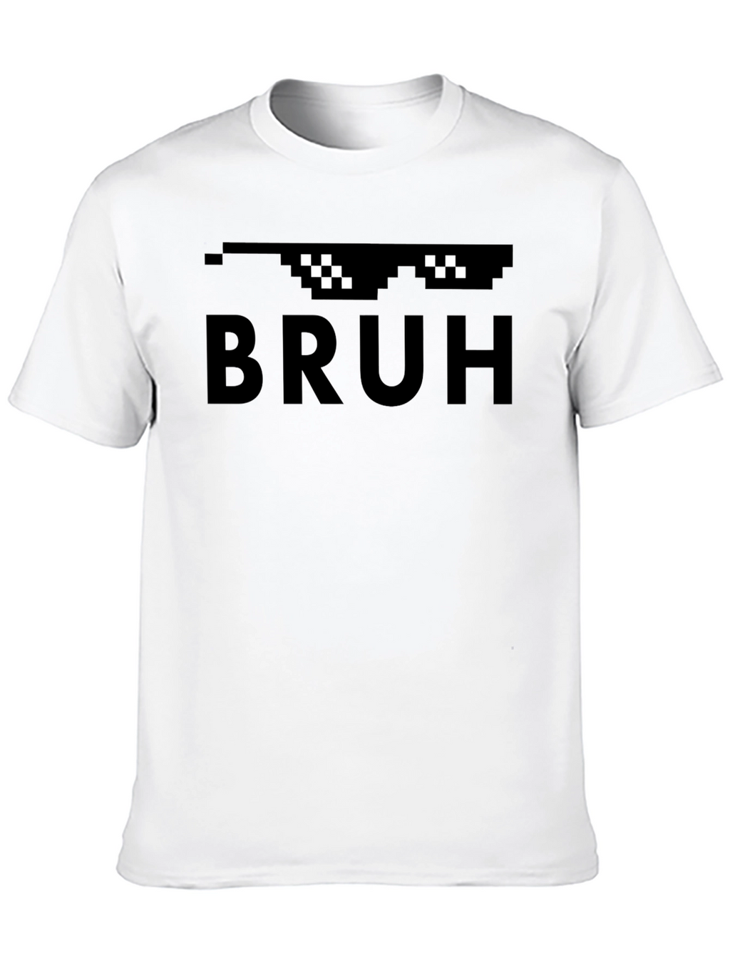 BRUH Pixel Sunglasses Black T-Shirt Funny Meme Tee