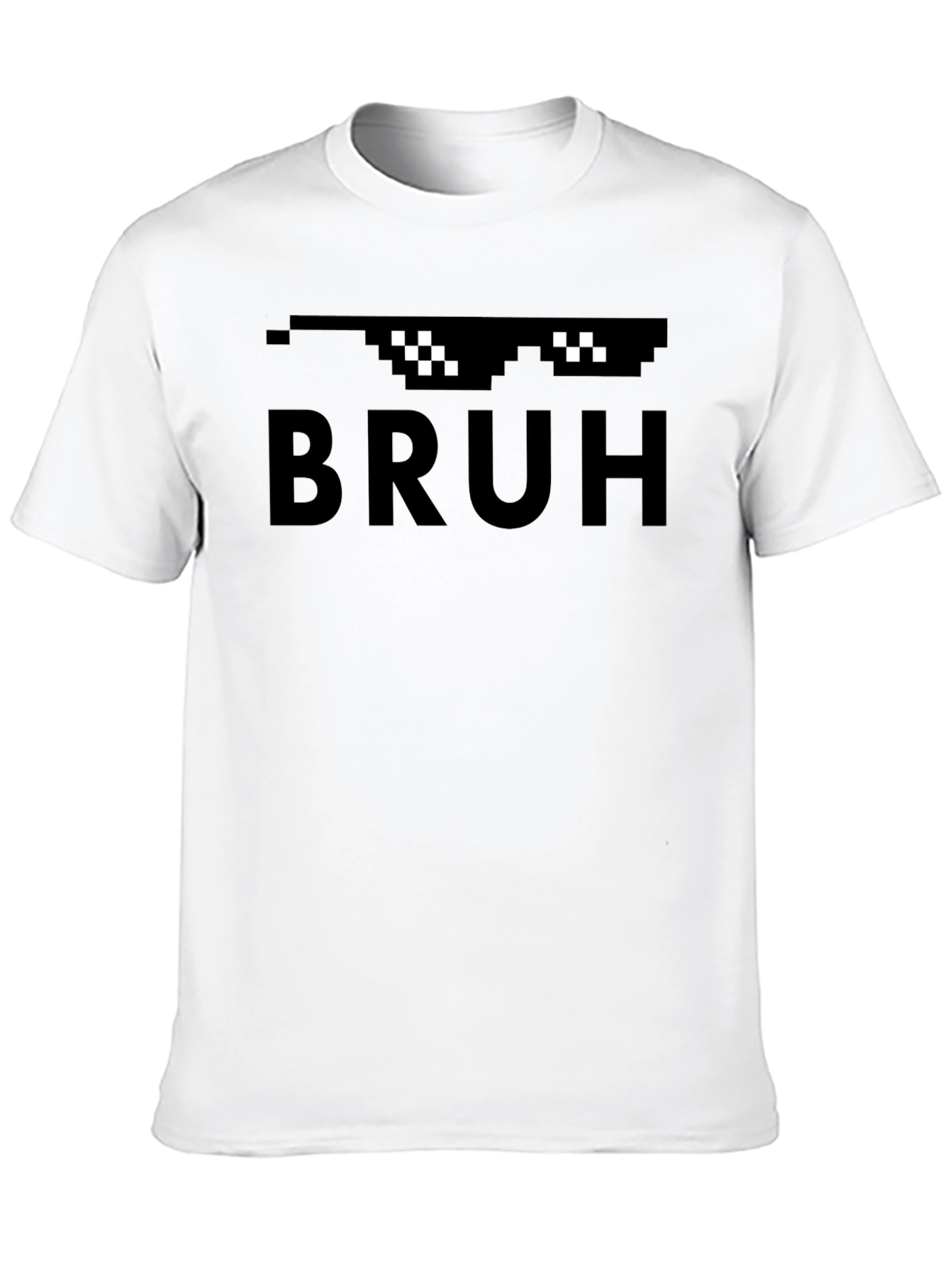 BRUH Pixel Sunglasses Black T-Shirt Funny Meme Tee