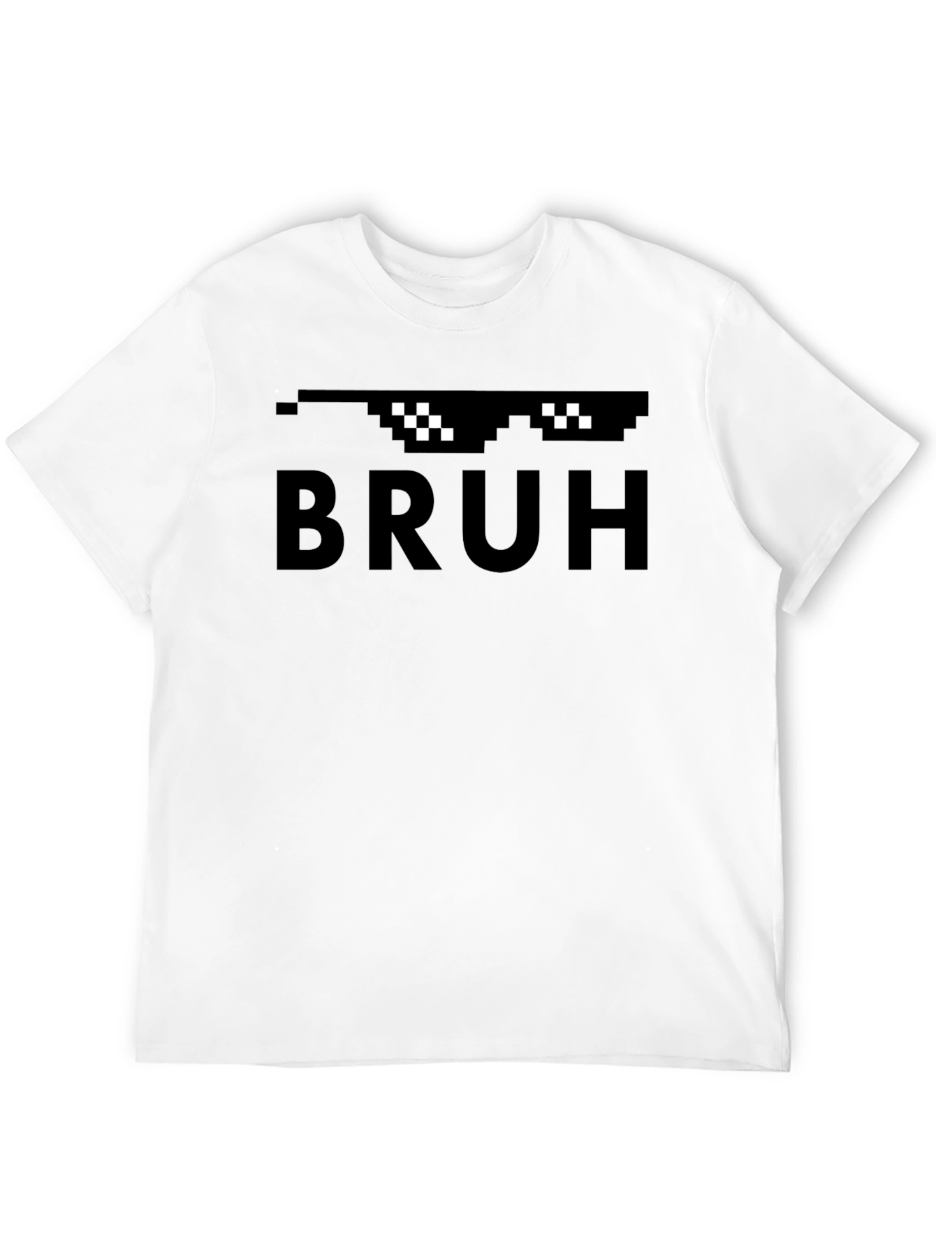 BRUH Pixel Sunglasses Black T-Shirt Funny Meme Tee