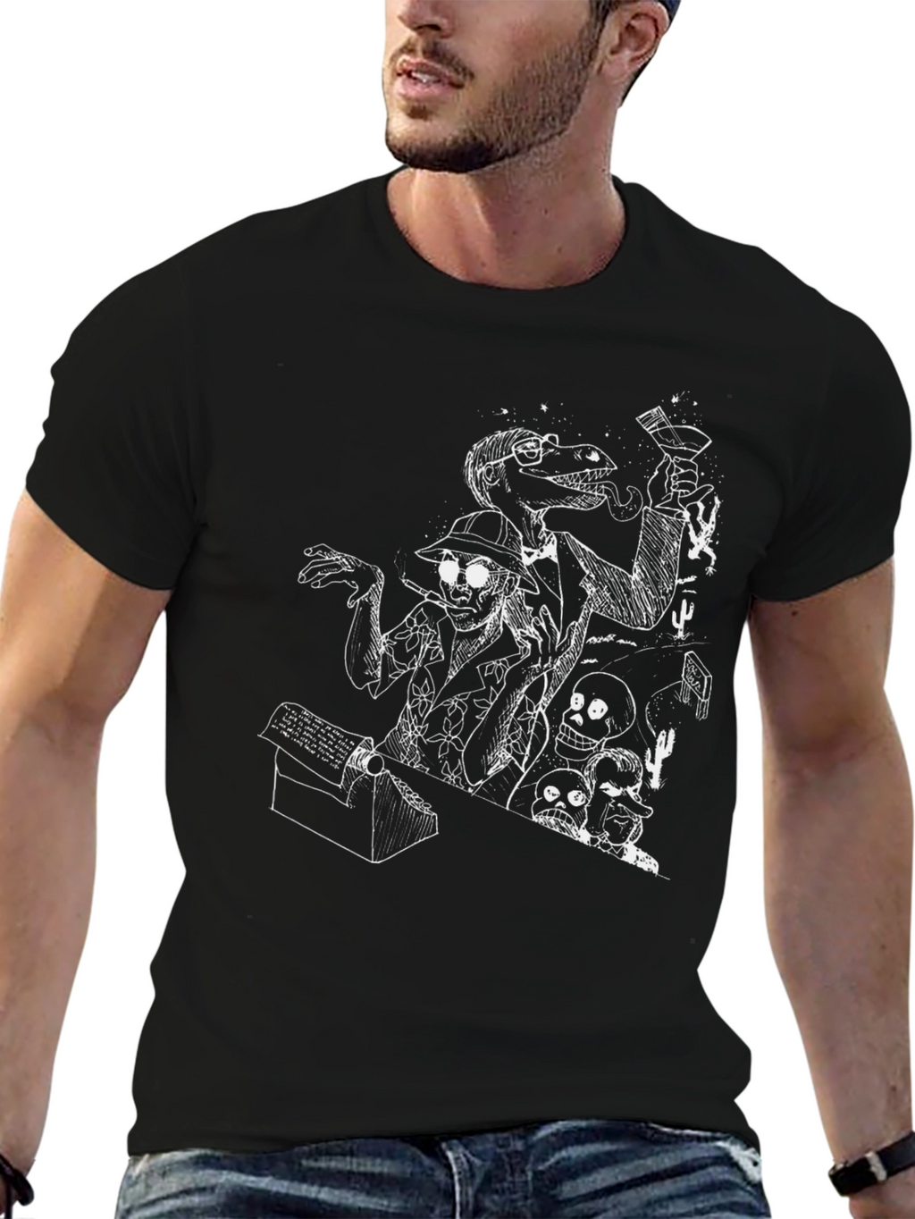 Edgy Black T-Shirt with Unique Graphic Print