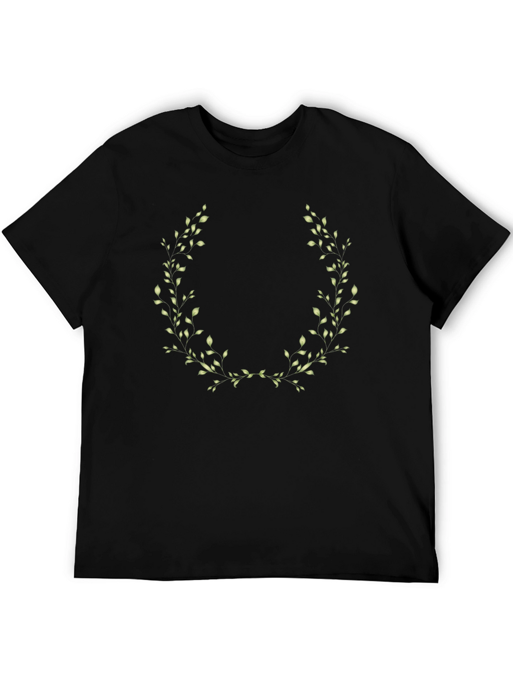 Leaf Wreath Graphic Black T-Shirt