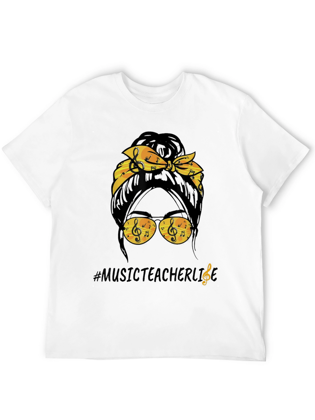 Music Teacher Messy Bun T-Shirt