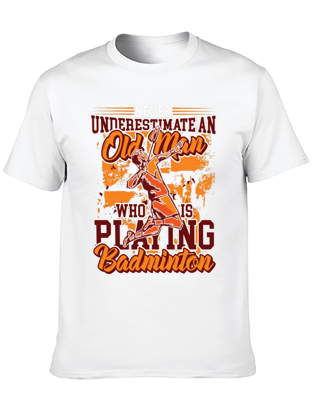 Funny Badminton Old Man Graphic T-Shirt