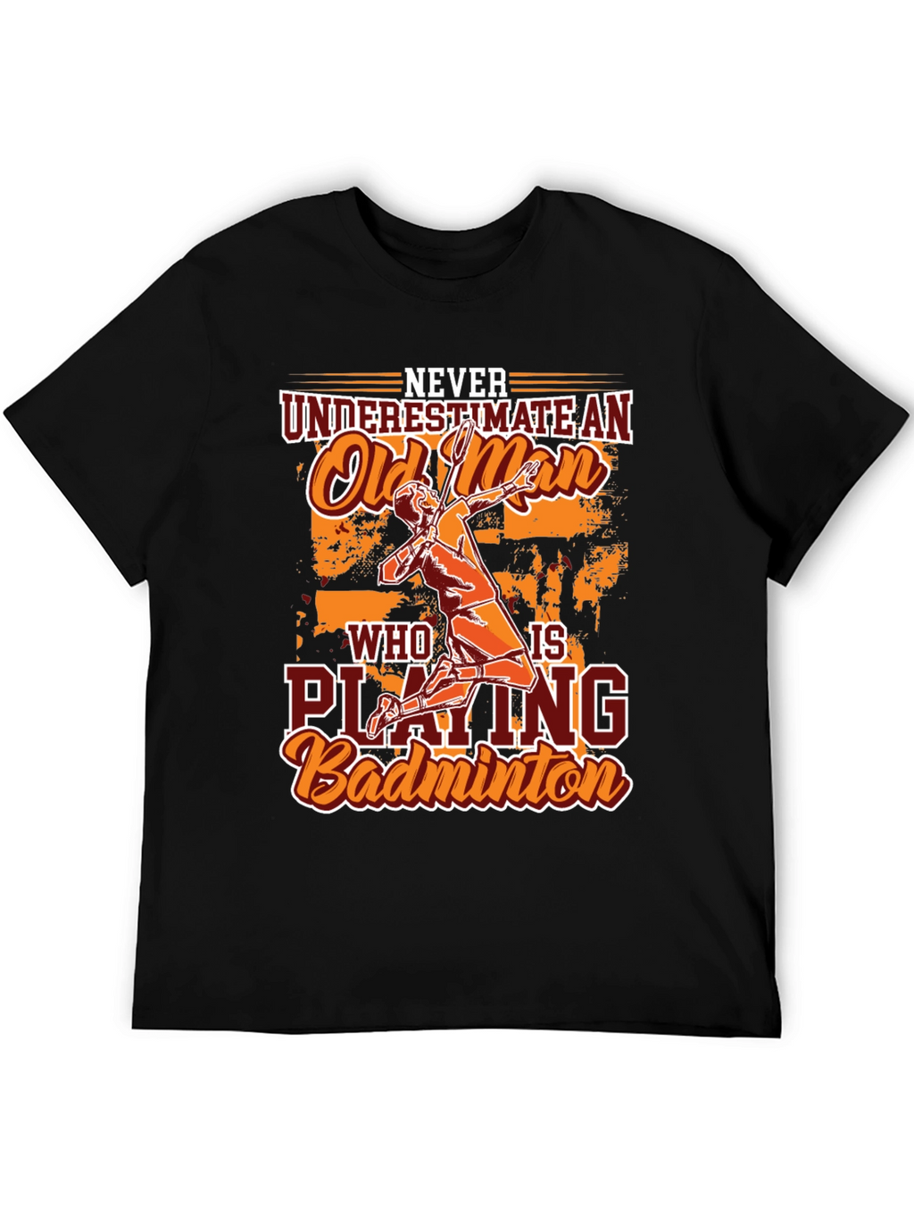 Funny Badminton Old Man Graphic T-Shirt