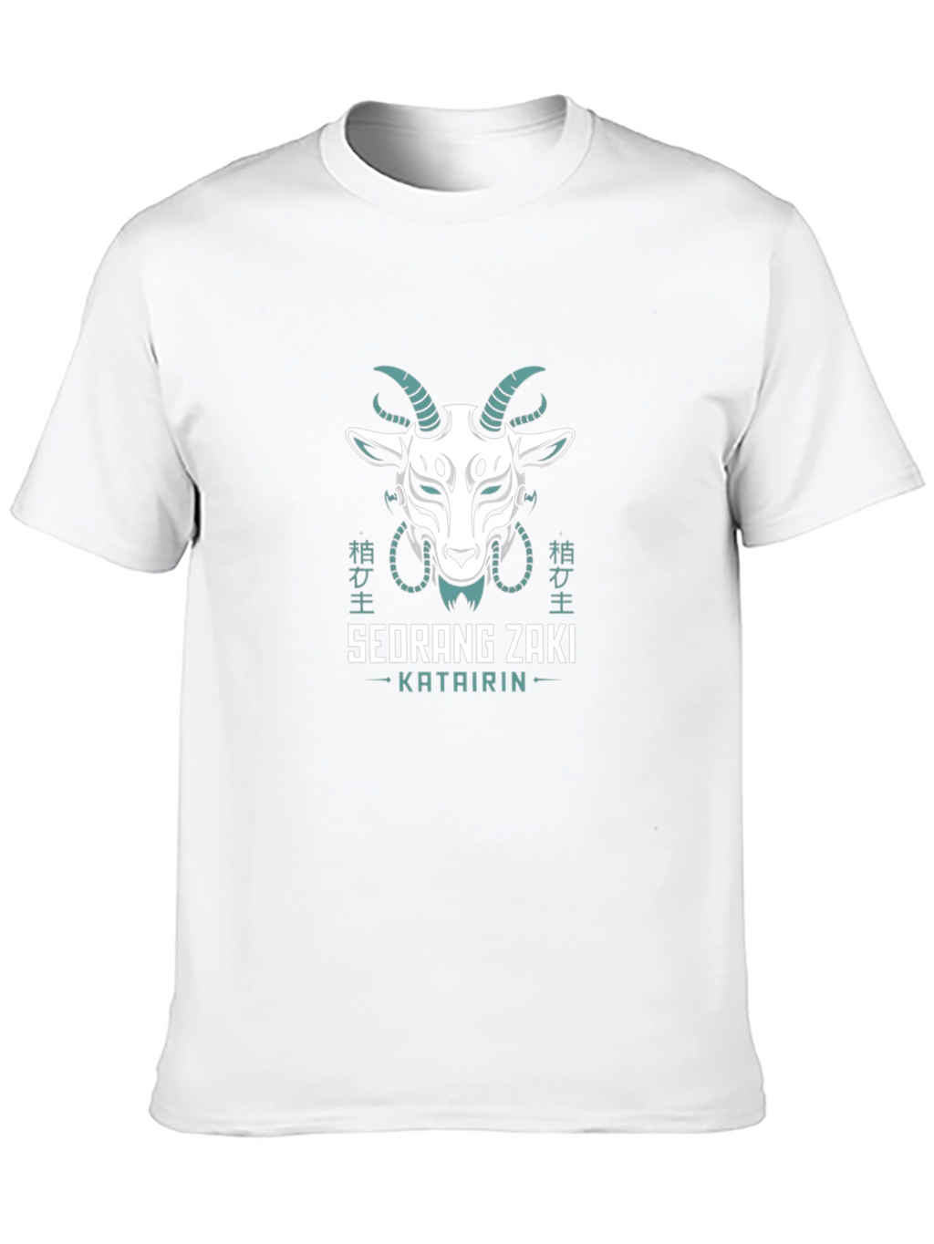 Mens Black Graphic Tee - Goat Mask Design