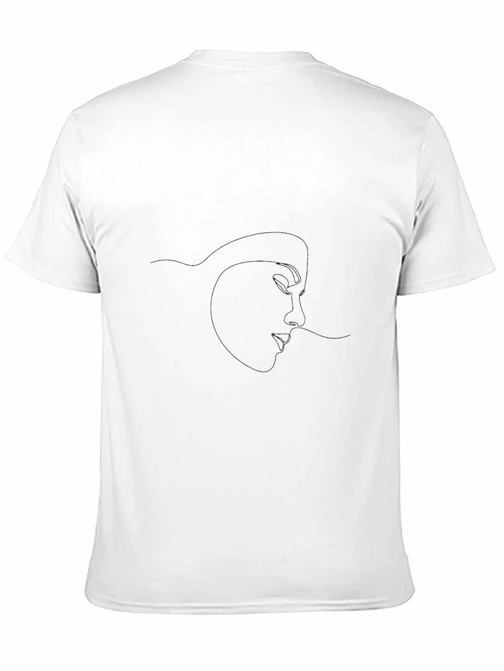 Minimalist Woman Face Line Art Black T-Shirt