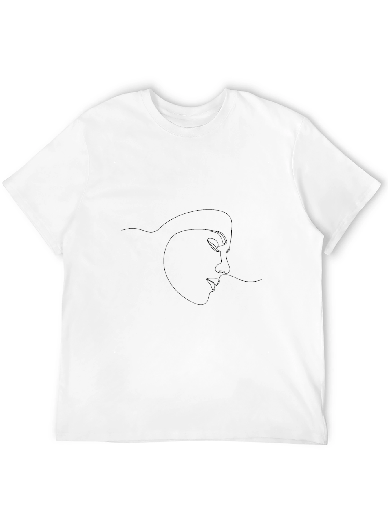 Minimalist Woman Face Line Art Black T-Shirt
