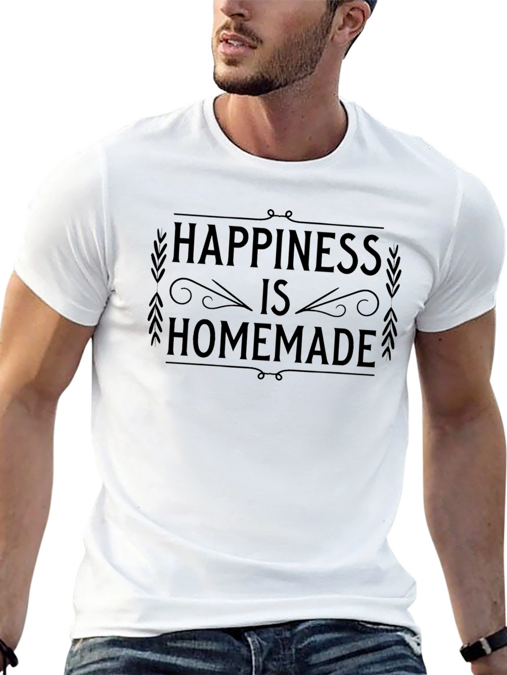 Happiness is Homemade Black Graphic T-Shirt