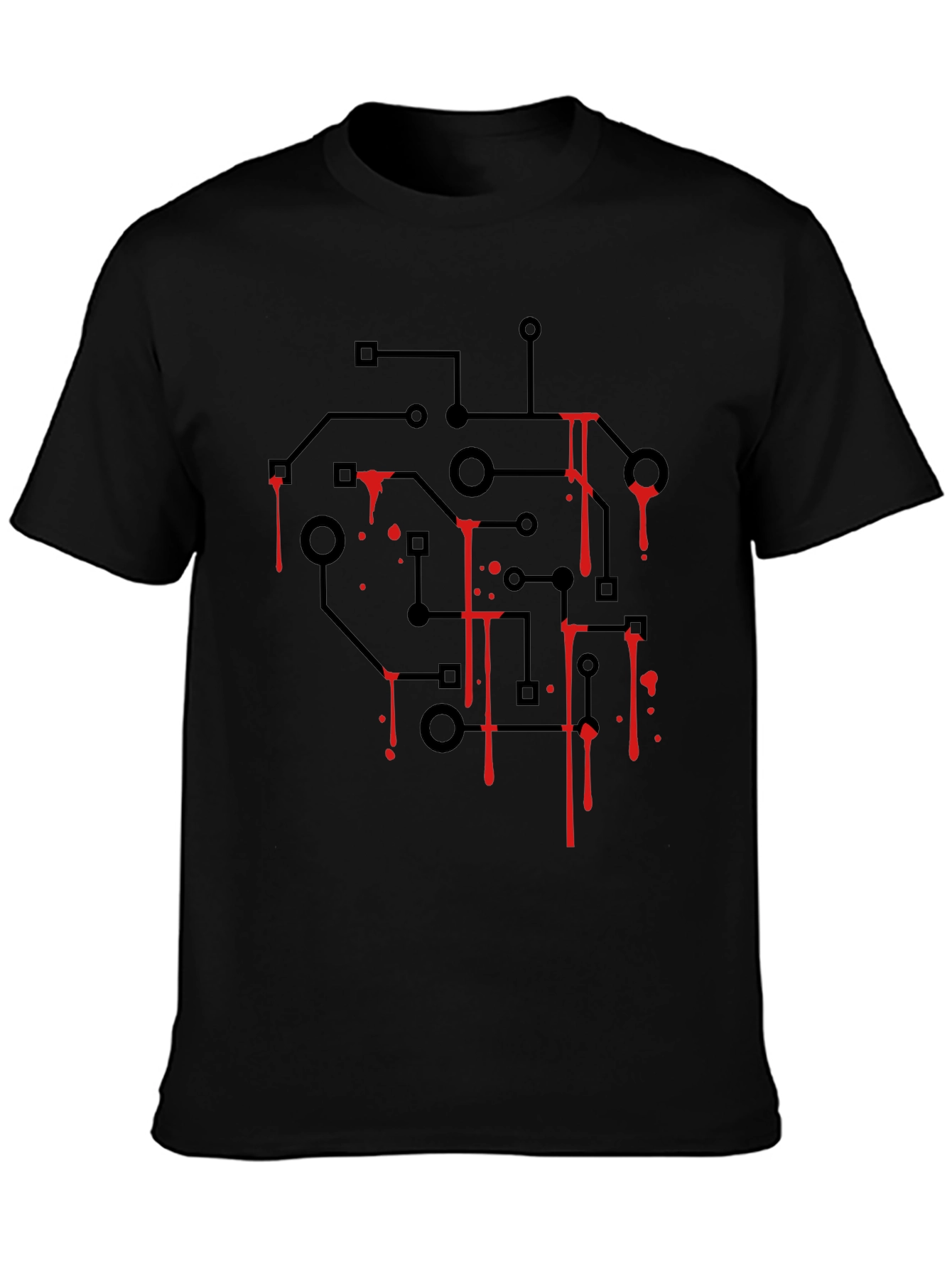 Circuit Board Bleed T-Shirt - Black Graphic Tee