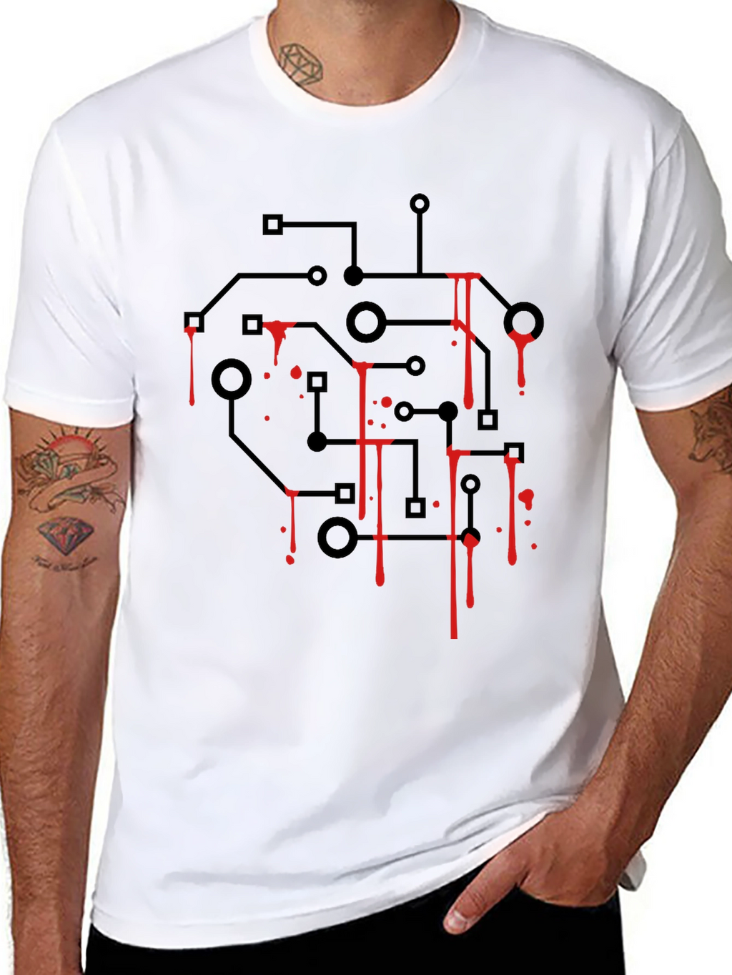 Circuit Board Bleed T-Shirt - Black Graphic Tee