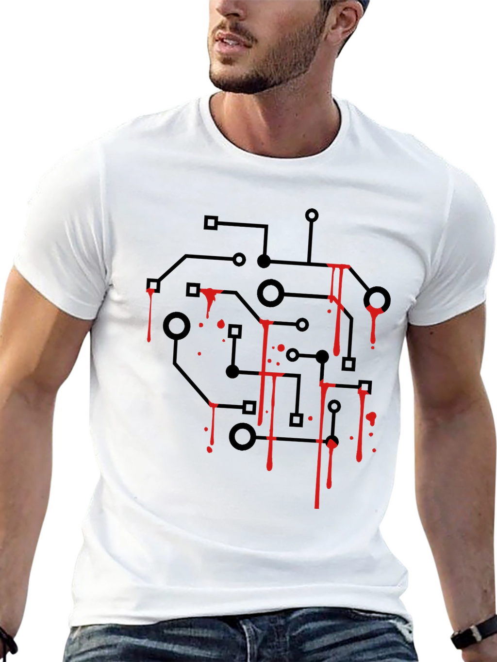 Circuit Board Bleed T-Shirt - Black Graphic Tee