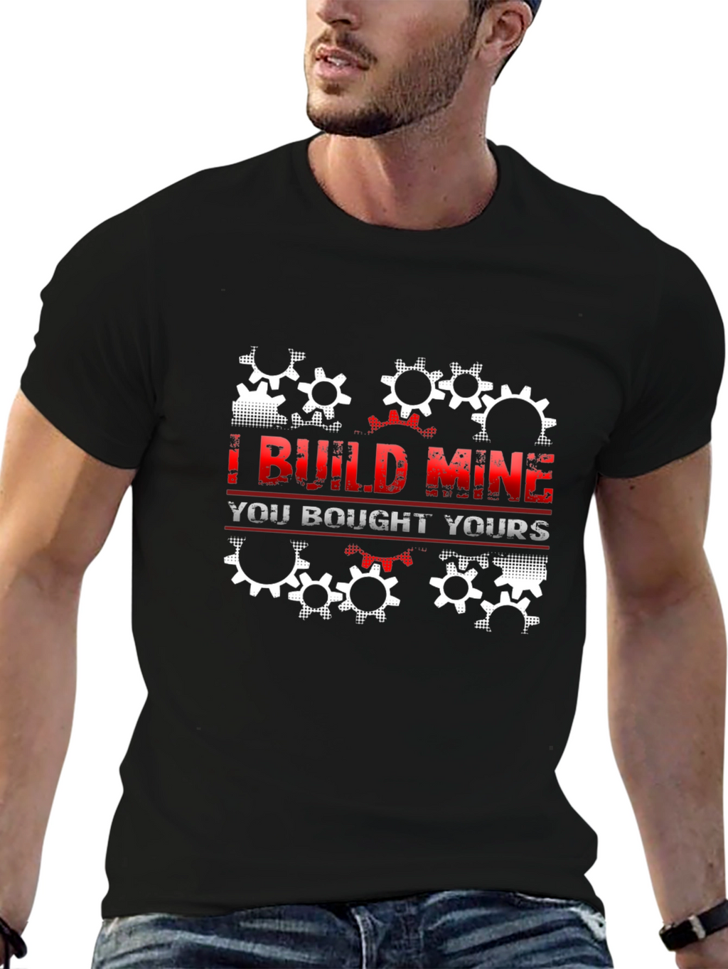 I Build Mine T-Shirt - Gear Design - Black