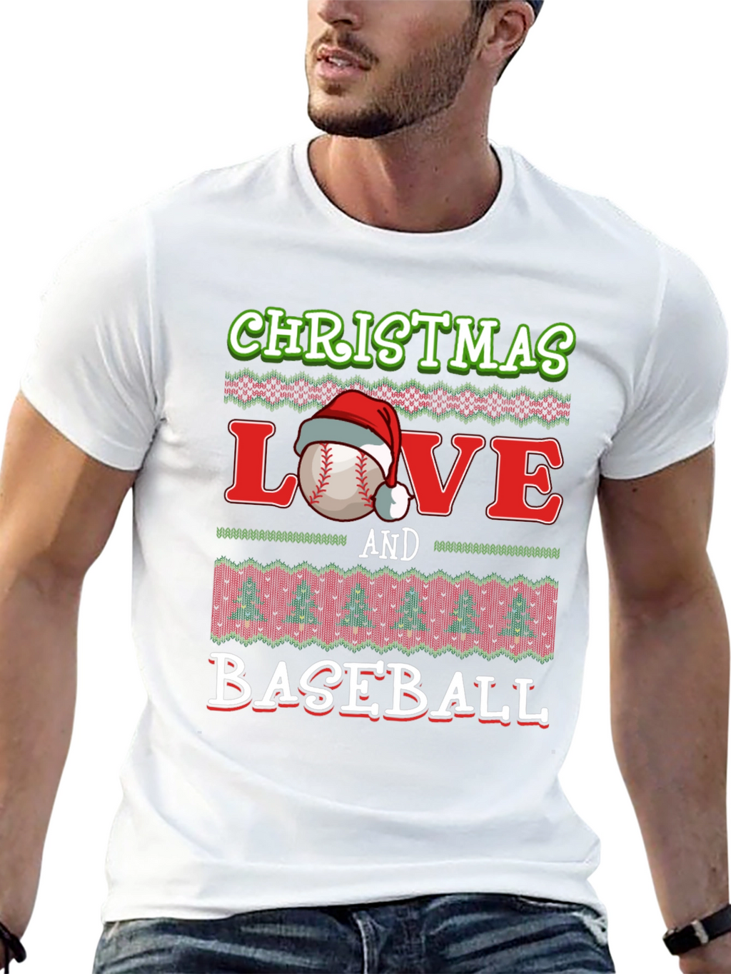 Christmas Love Baseball Holiday Graphic Tee