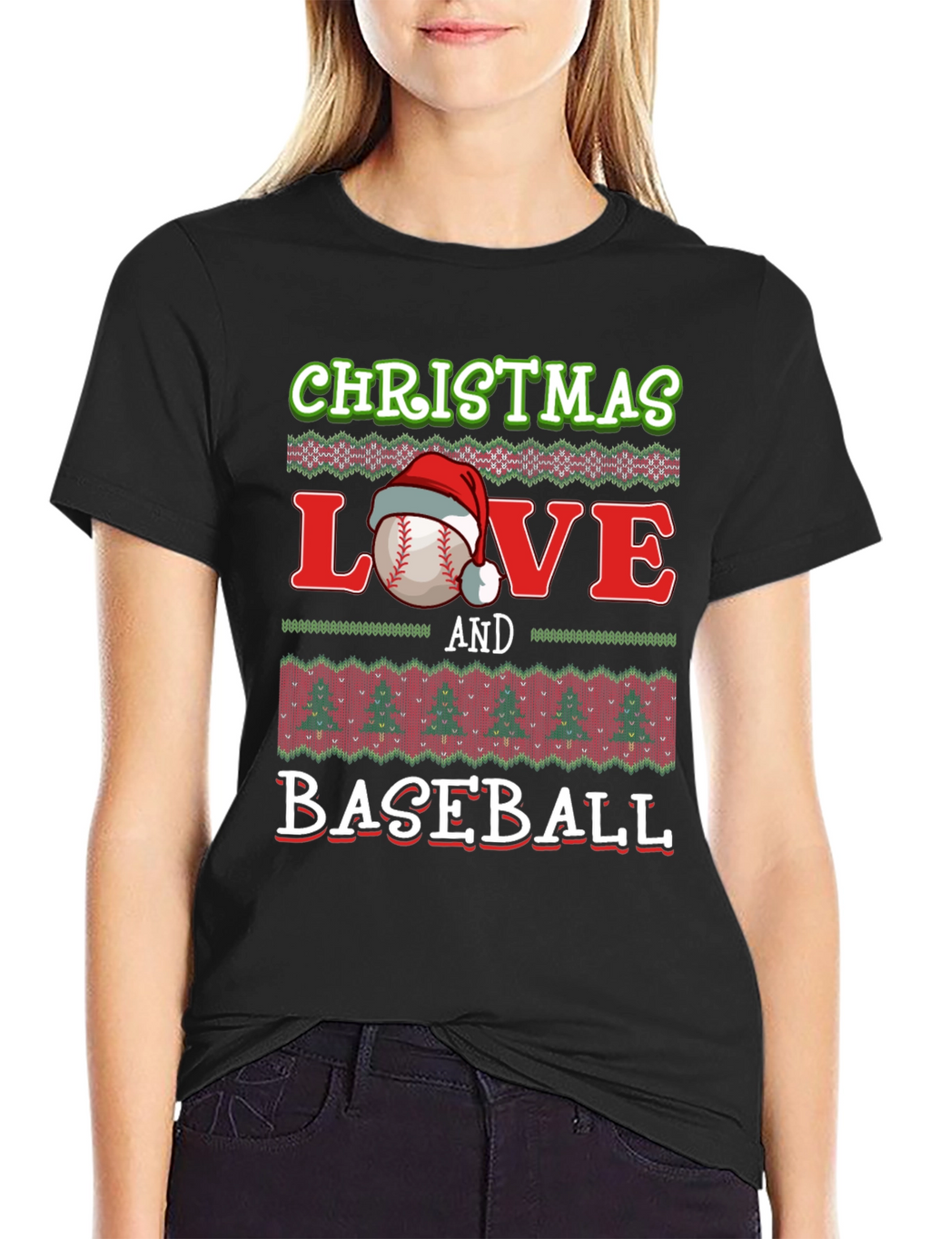 Christmas Love Baseball Holiday Graphic Tee