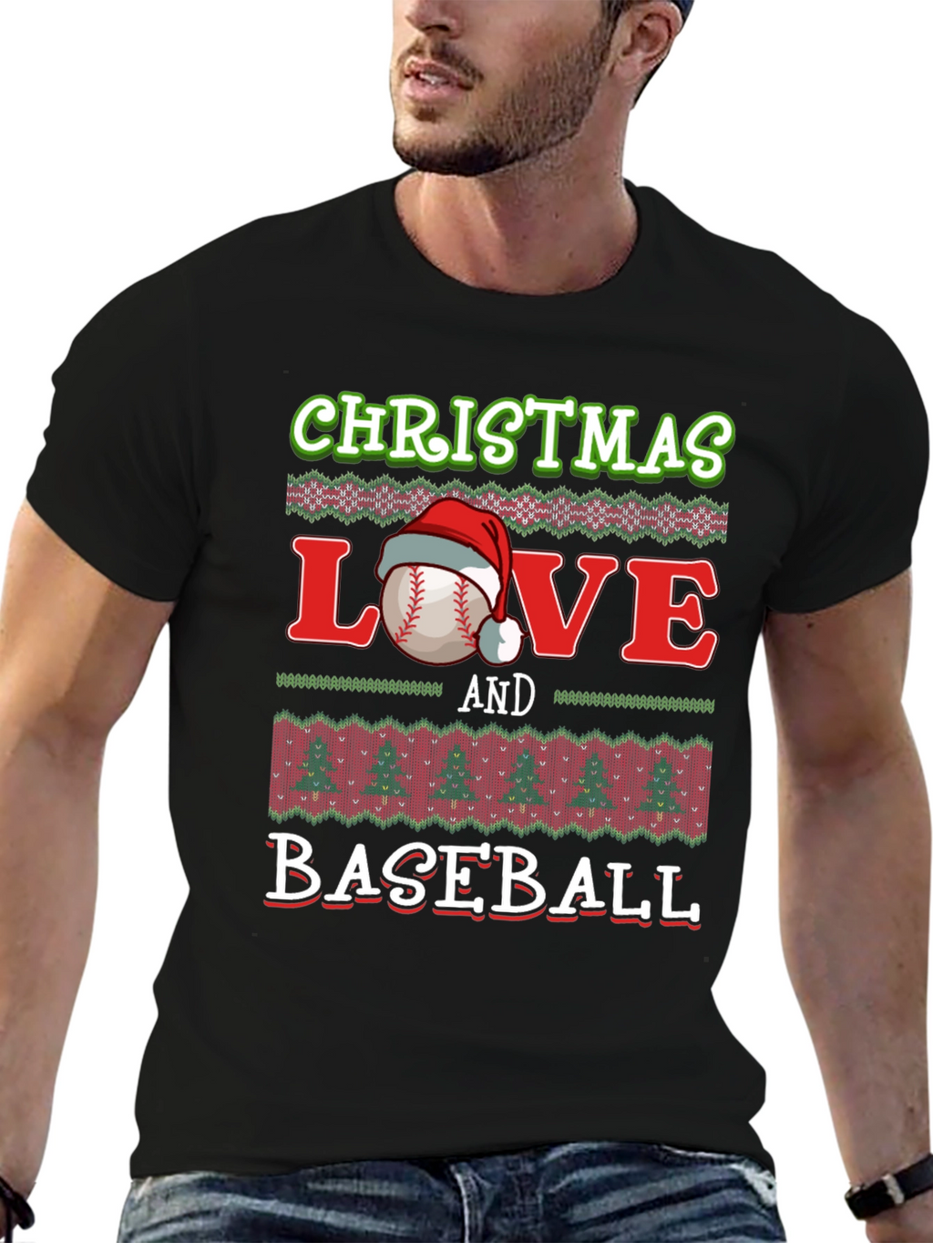 Christmas Love Baseball Holiday Graphic Tee