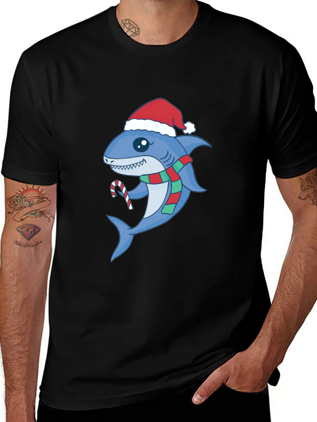 Festive Shark Tee - Christmas Holiday Apparel