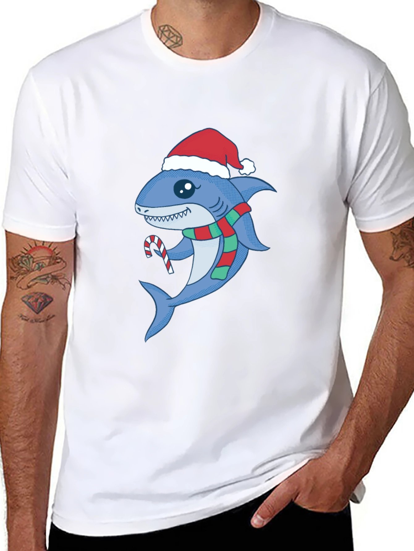 Festive Shark Tee - Christmas Holiday Apparel