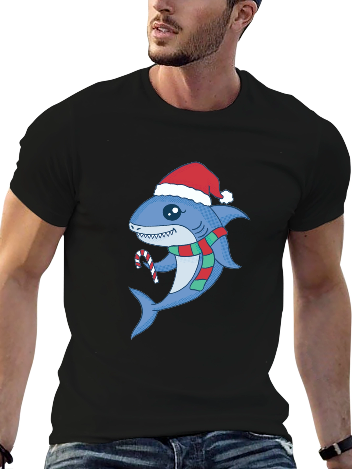 Festive Shark Tee - Christmas Holiday Apparel