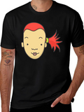 Cartoon Face Graphic Tee - Black Unisex T-Shirt