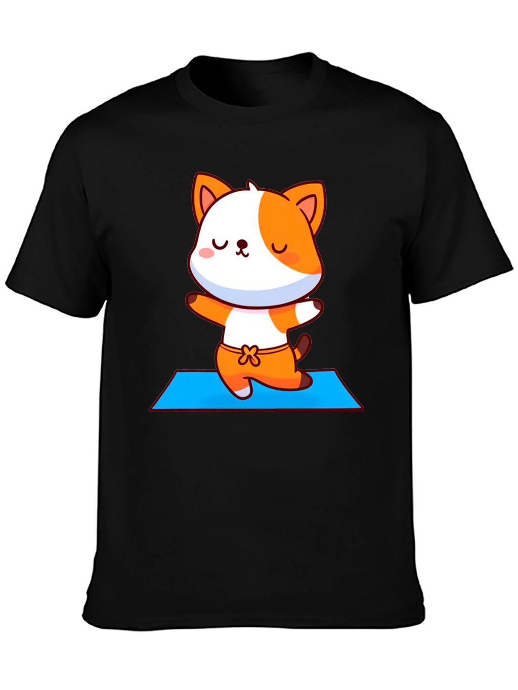 Cute Yoga Cat Unisex Black T-Shirt