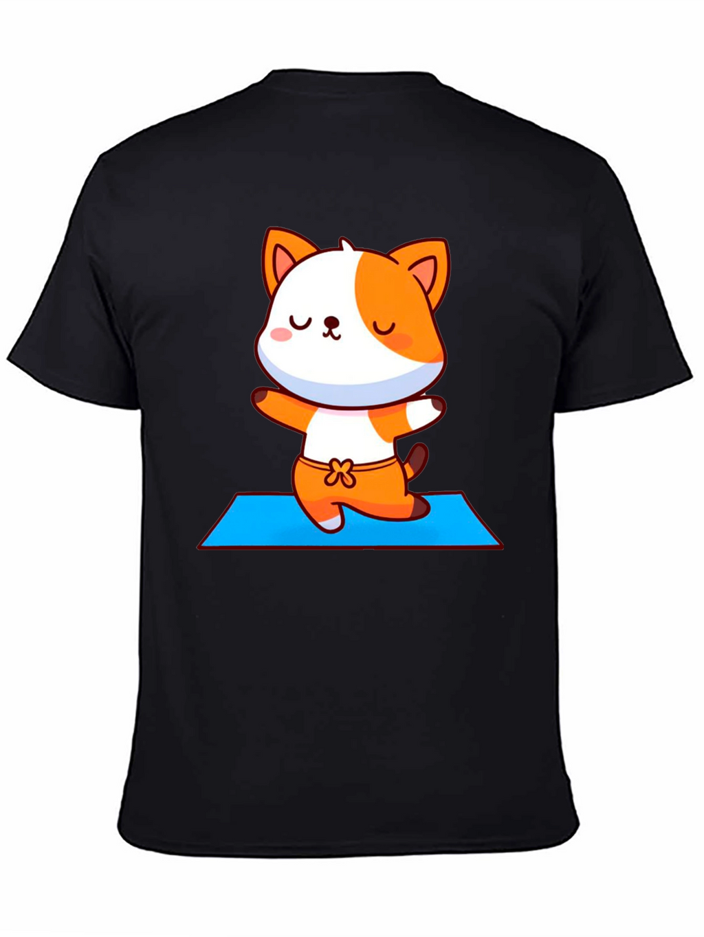 Cute Yoga Cat Unisex Black T-Shirt