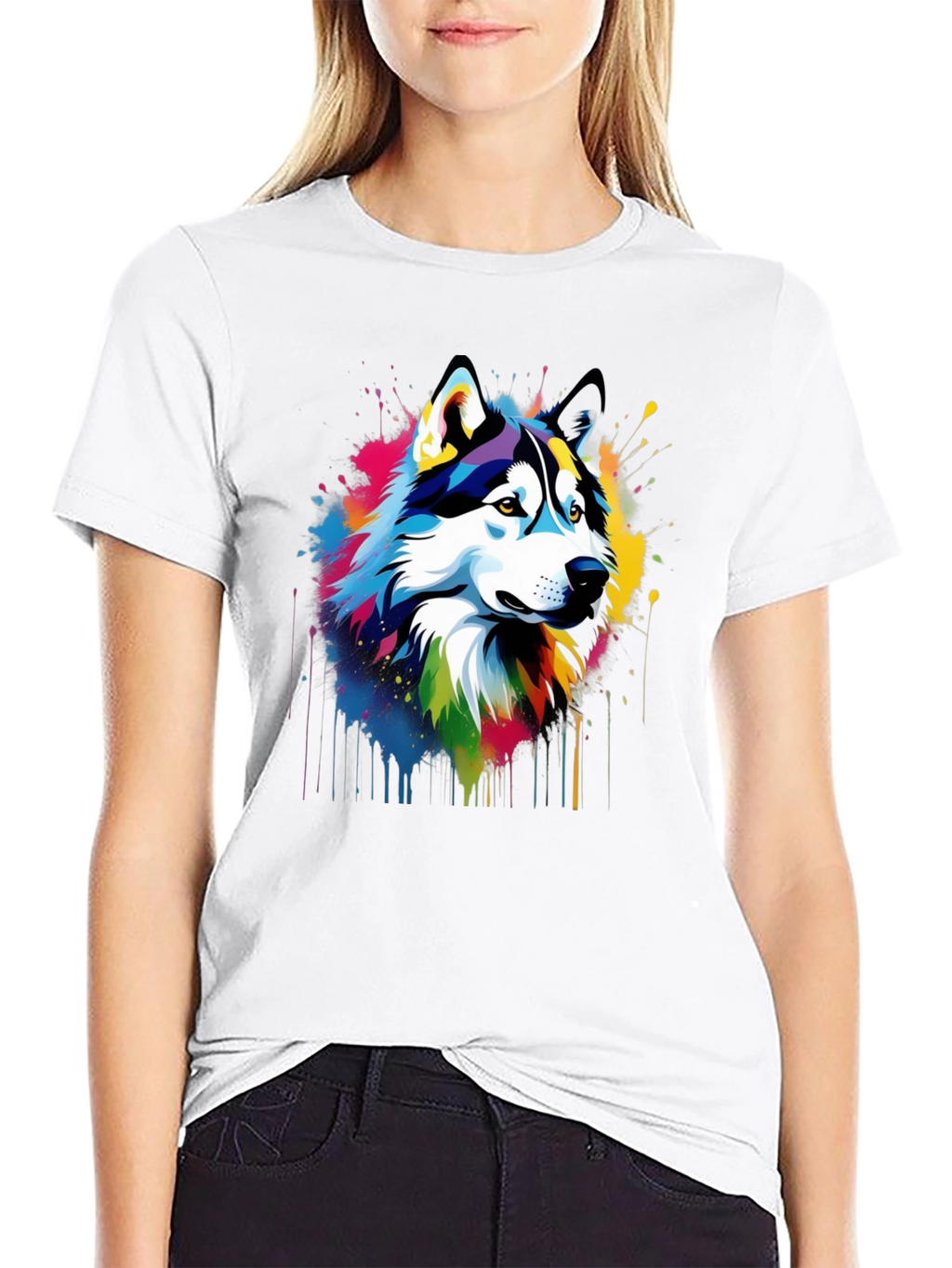 Vibrant Husky Graphic Tee - Mens Black T-Shirt