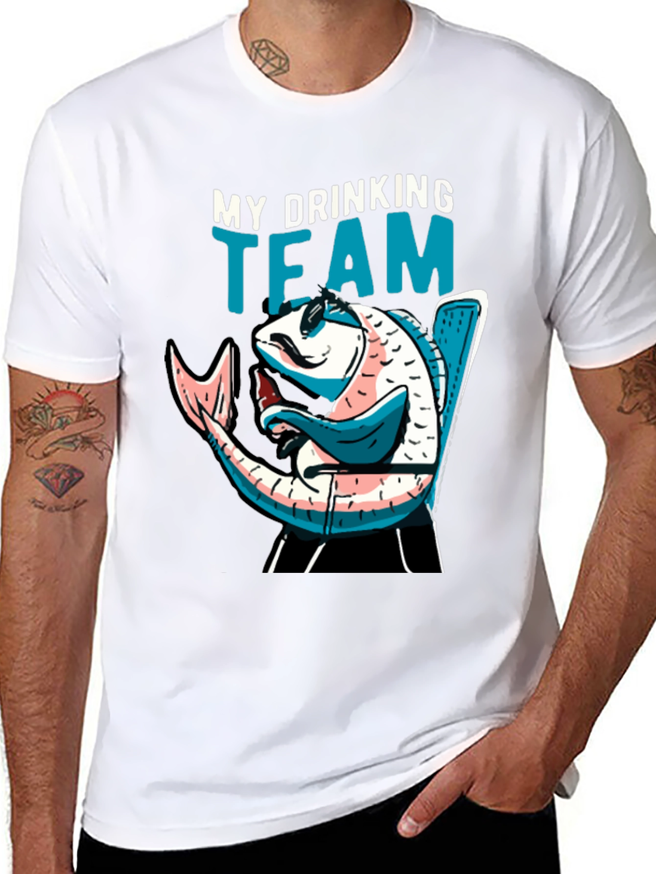 Drinking Team Fish Graphic Tee
