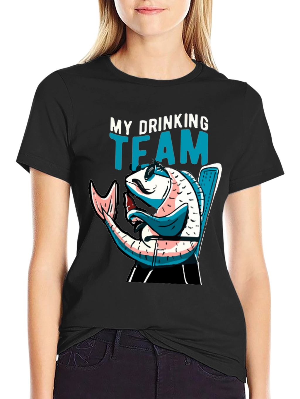 Drinking Team Fish Graphic Tee