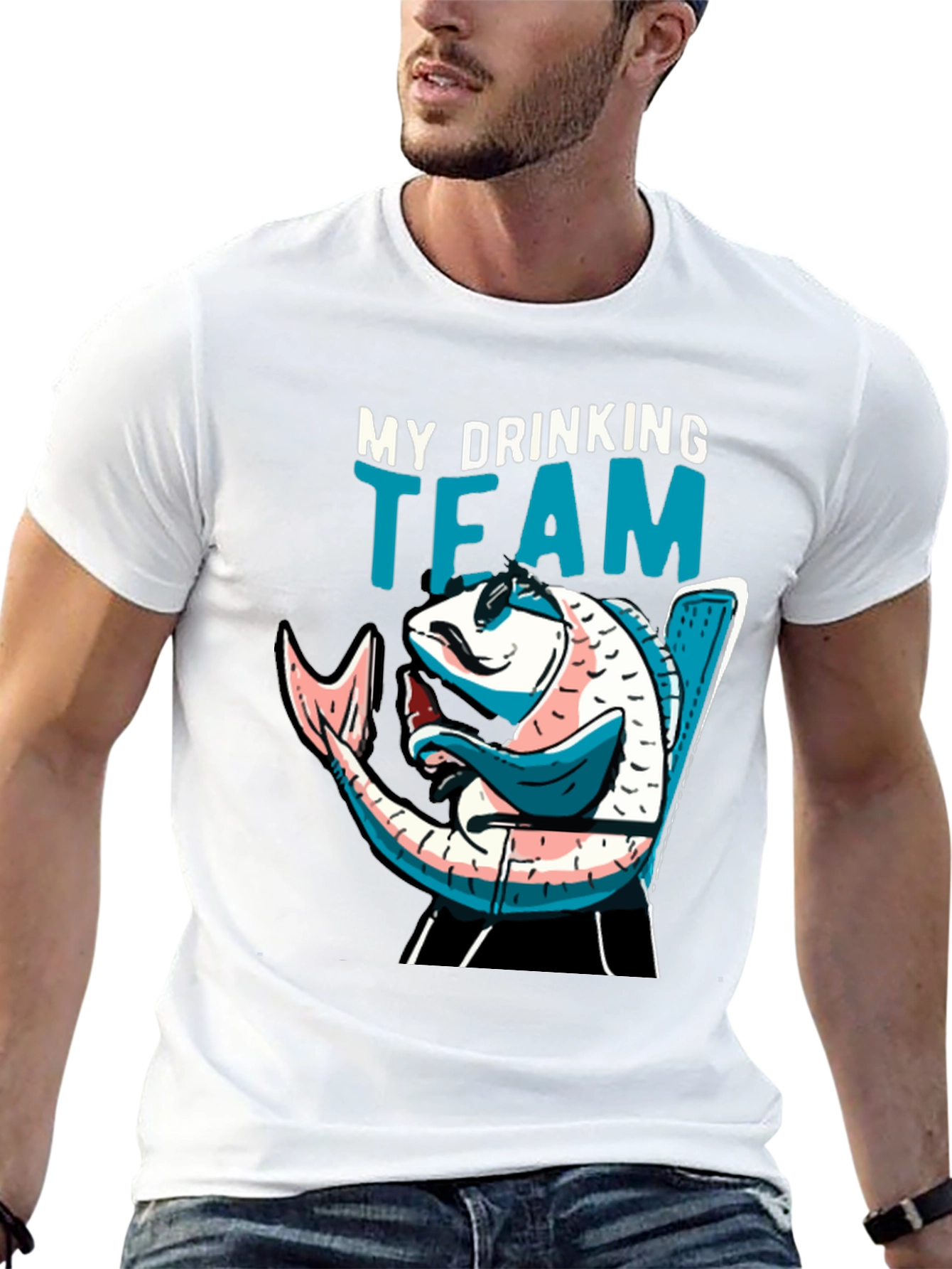 Drinking Team Fish Graphic Tee