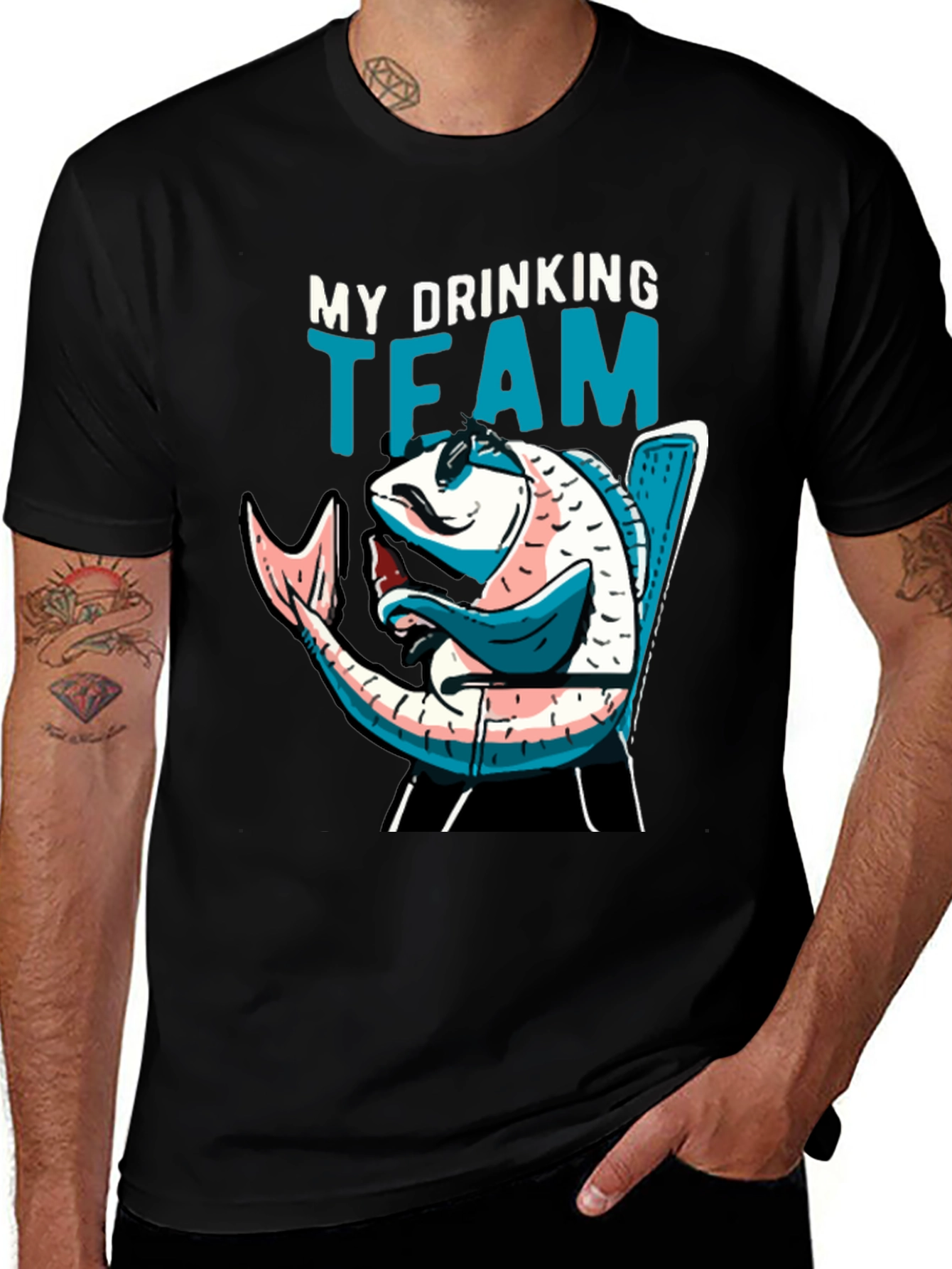 Drinking Team Fish Graphic Tee