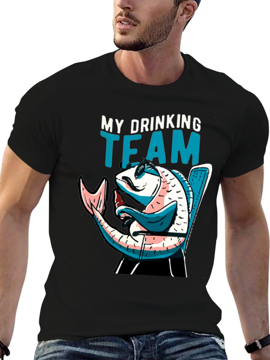 Drinking Team Fish Graphic Tee
