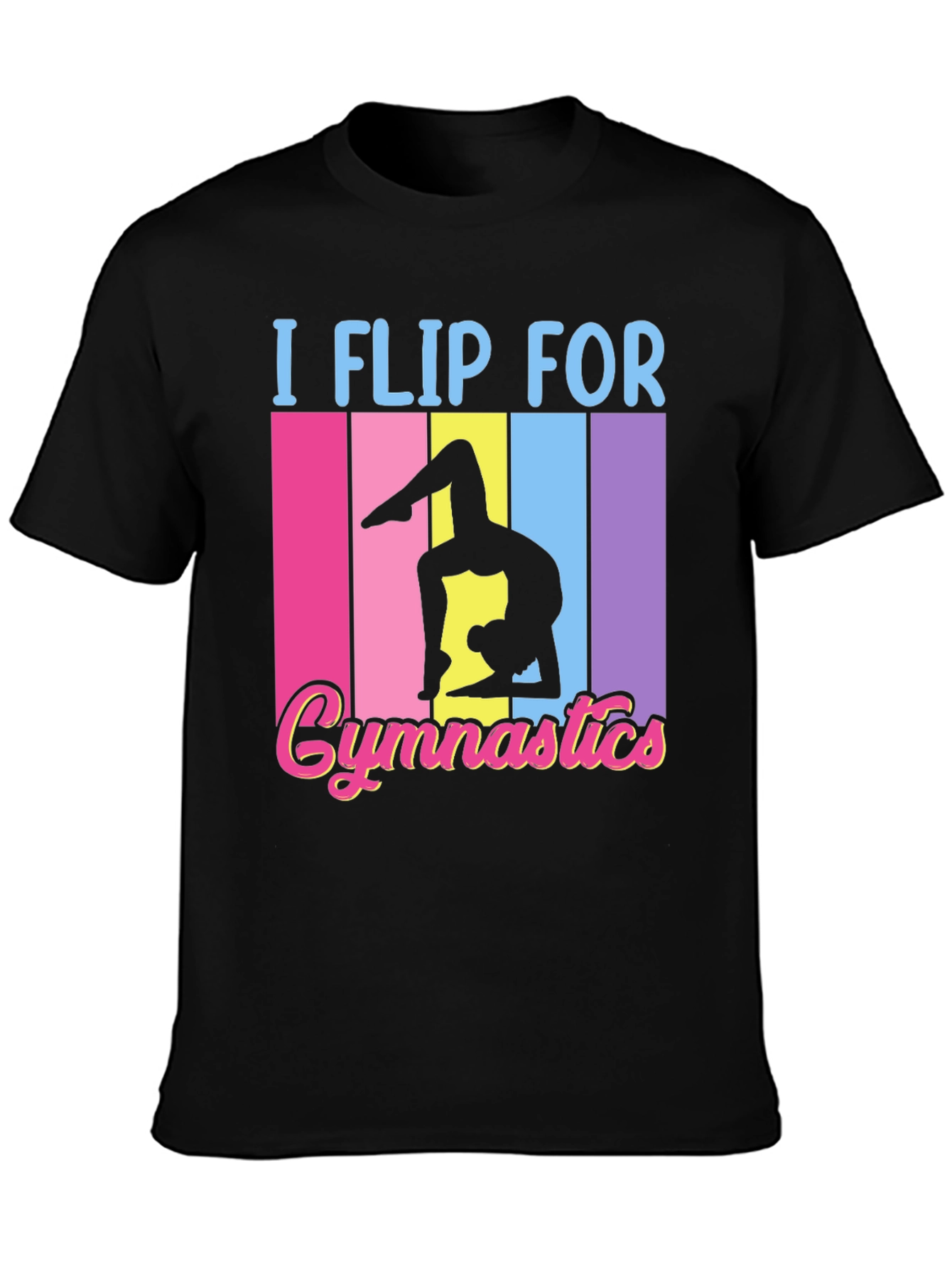 I Flip For Gymnastics Black T-Shirt