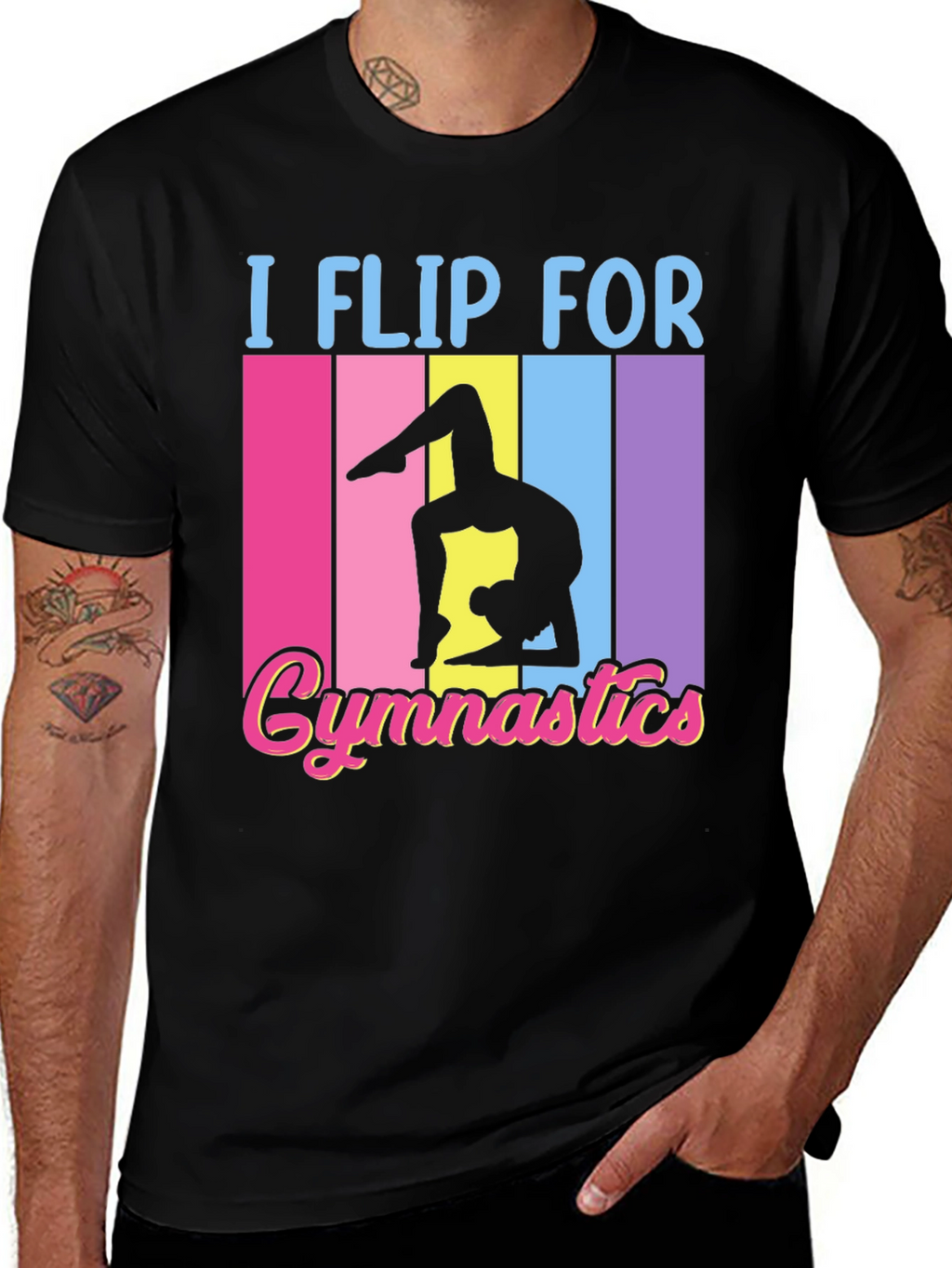I Flip For Gymnastics Black T-Shirt