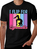 I Flip For Gymnastics Black T-Shirt