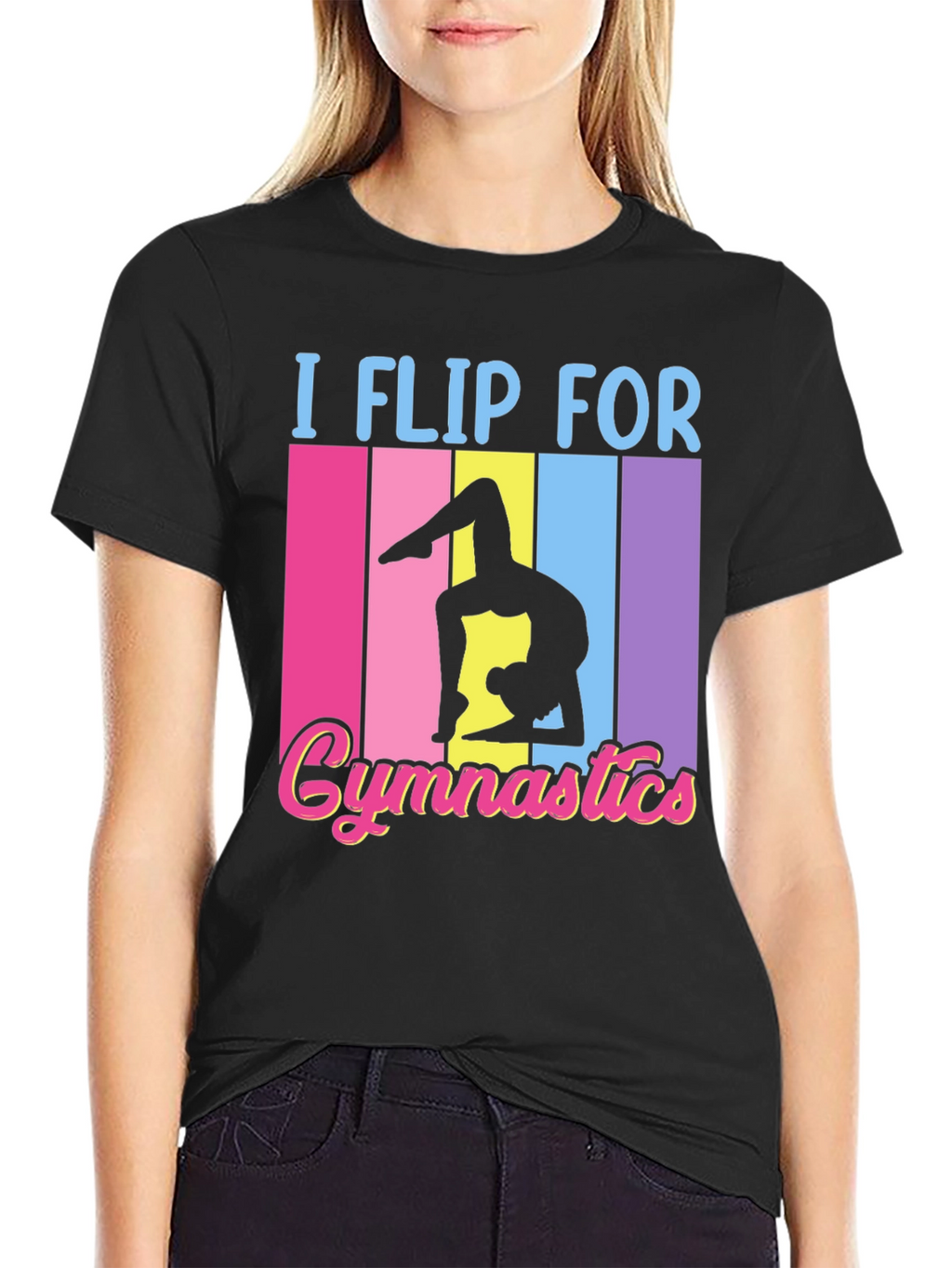 I Flip For Gymnastics Black T-Shirt