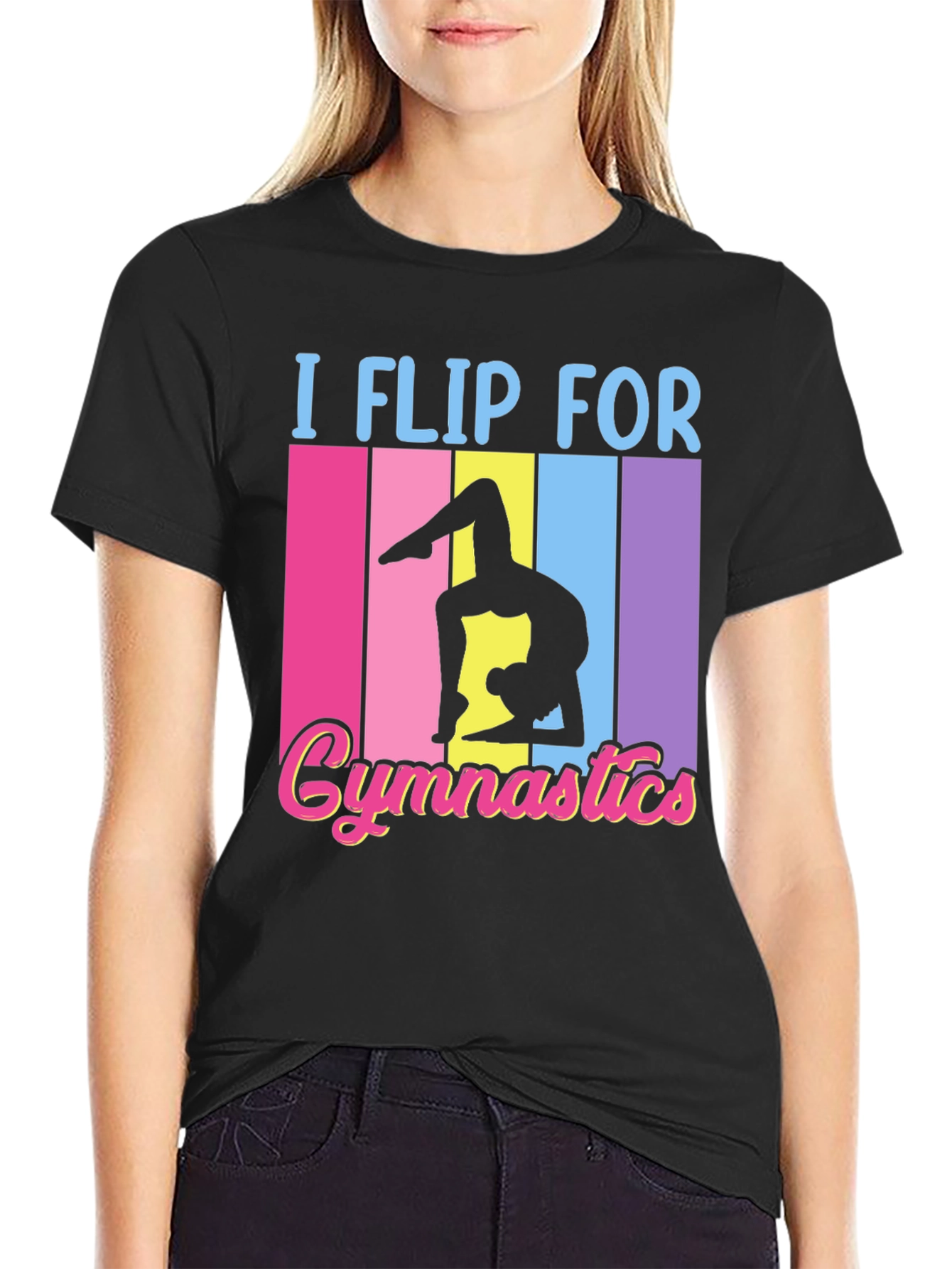 I Flip For Gymnastics Black T-Shirt