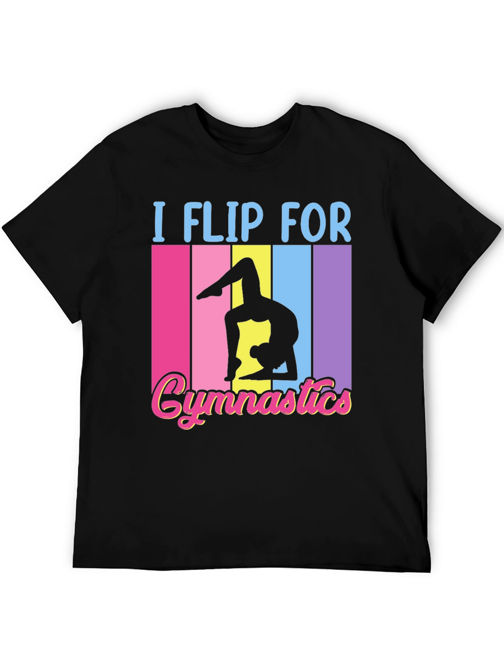 I Flip For Gymnastics Black T-Shirt