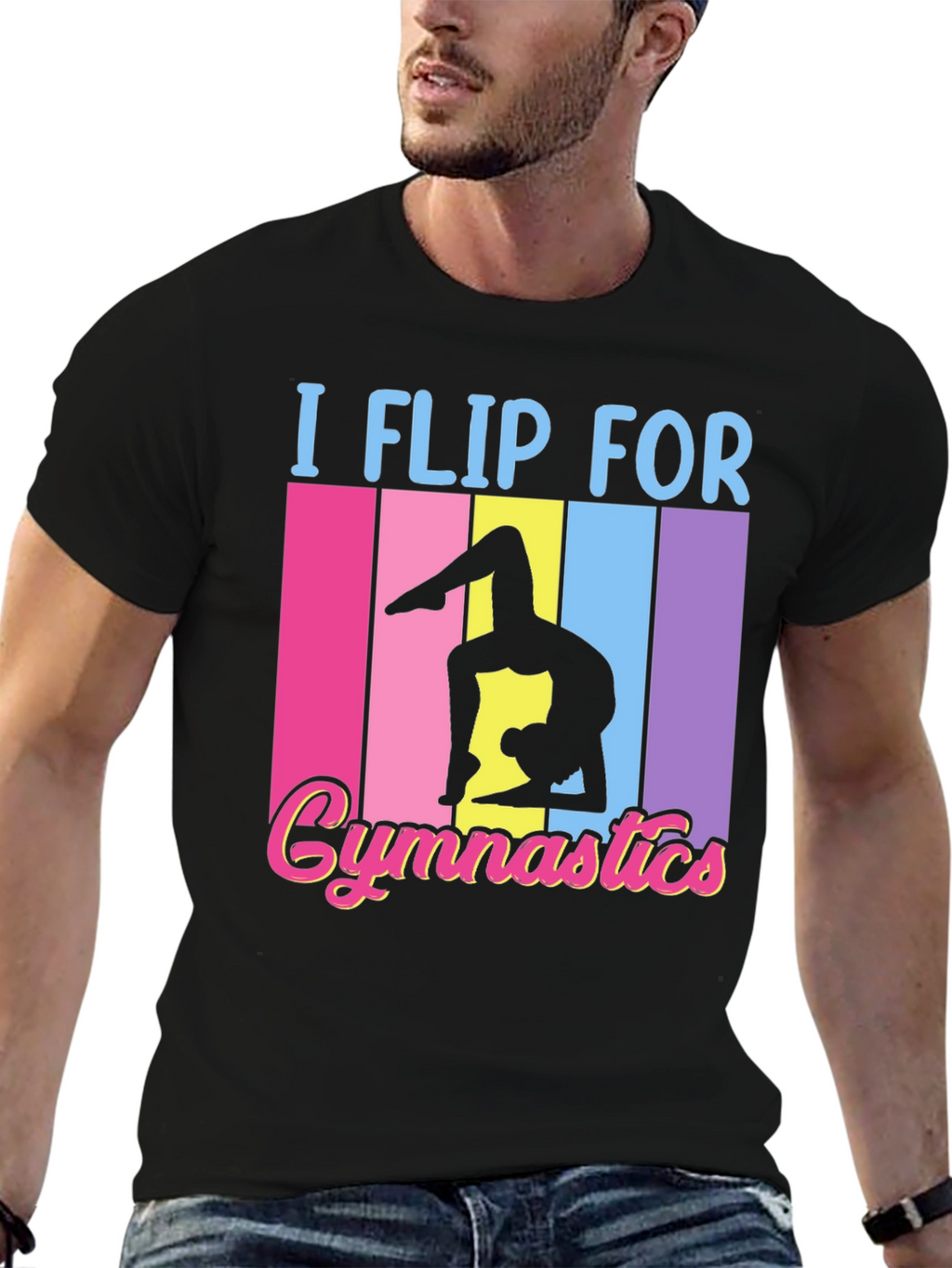 I Flip For Gymnastics Black T-Shirt